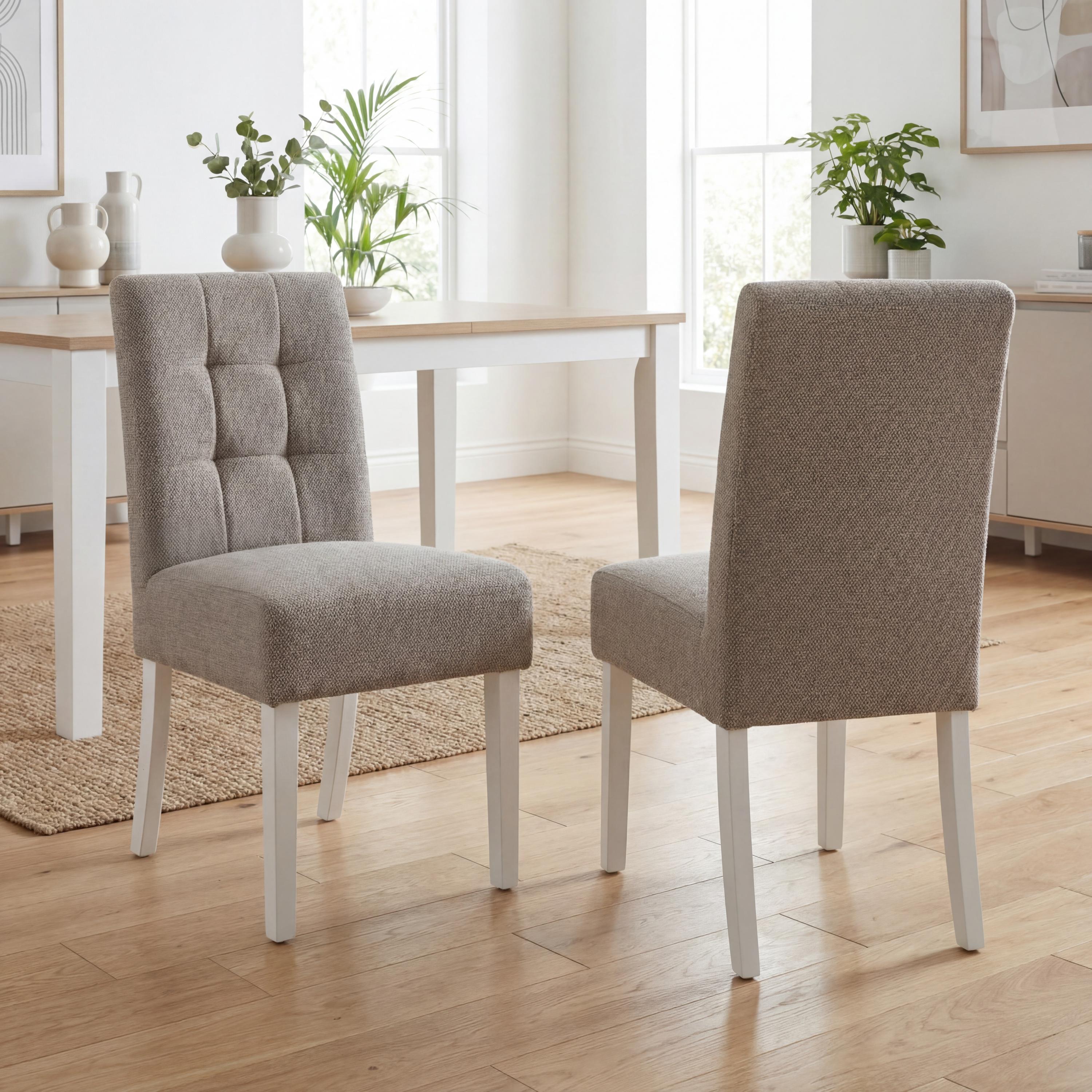 Moseley Weave Mocha Dining Chair in White Legs