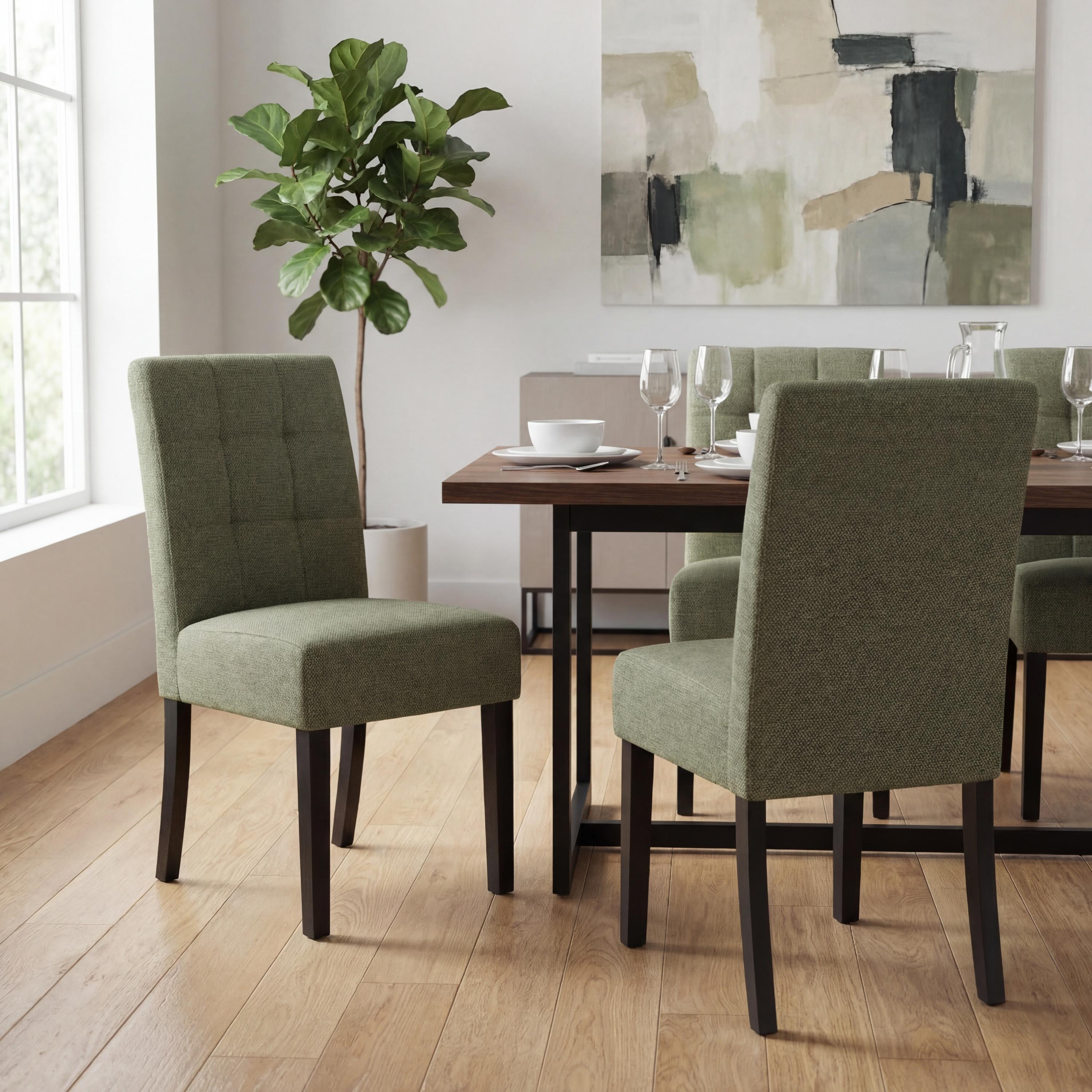 Moseley Weave Green Dining Chair in Black Legs