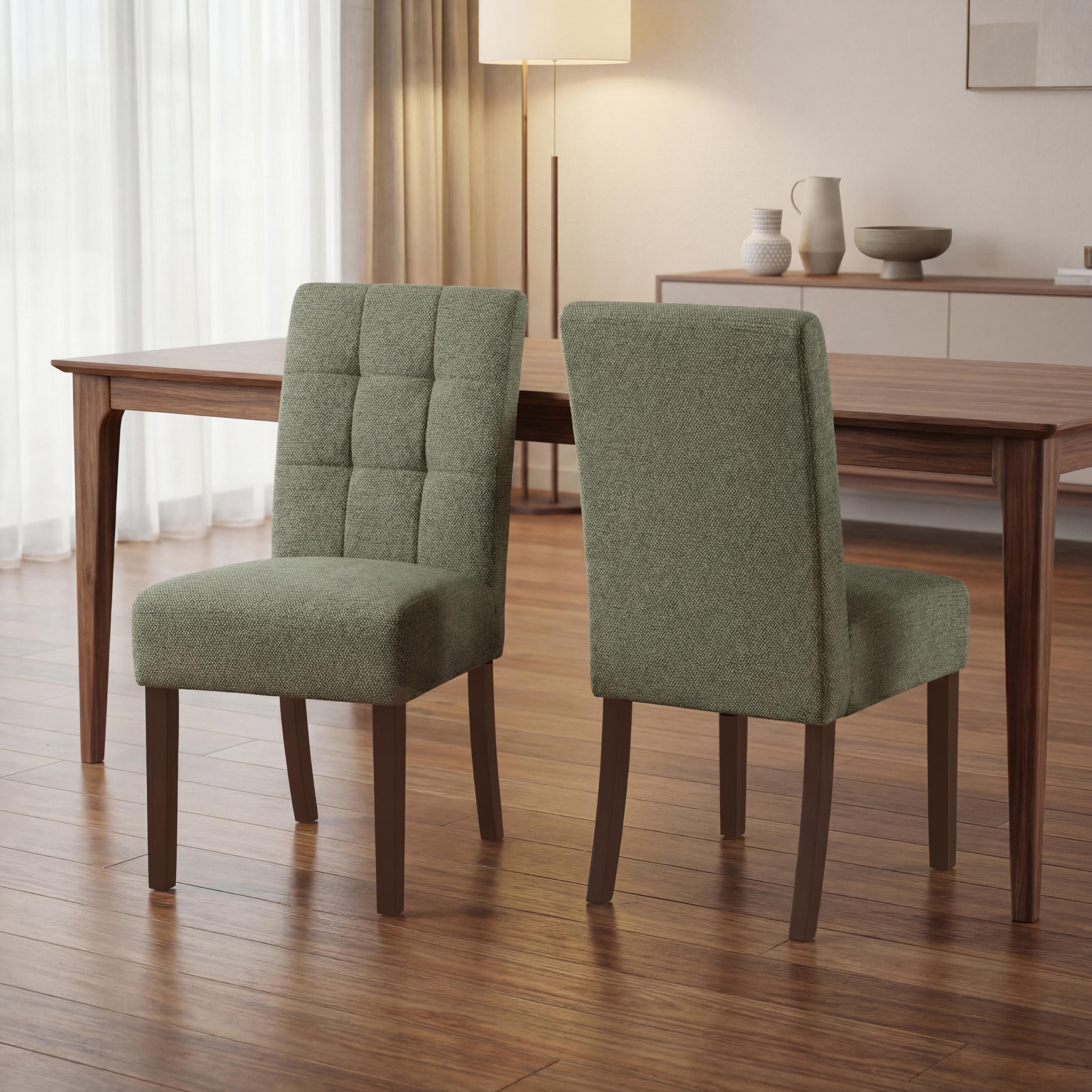 Moseley Weave Green Dining Chair in Walnut Legs