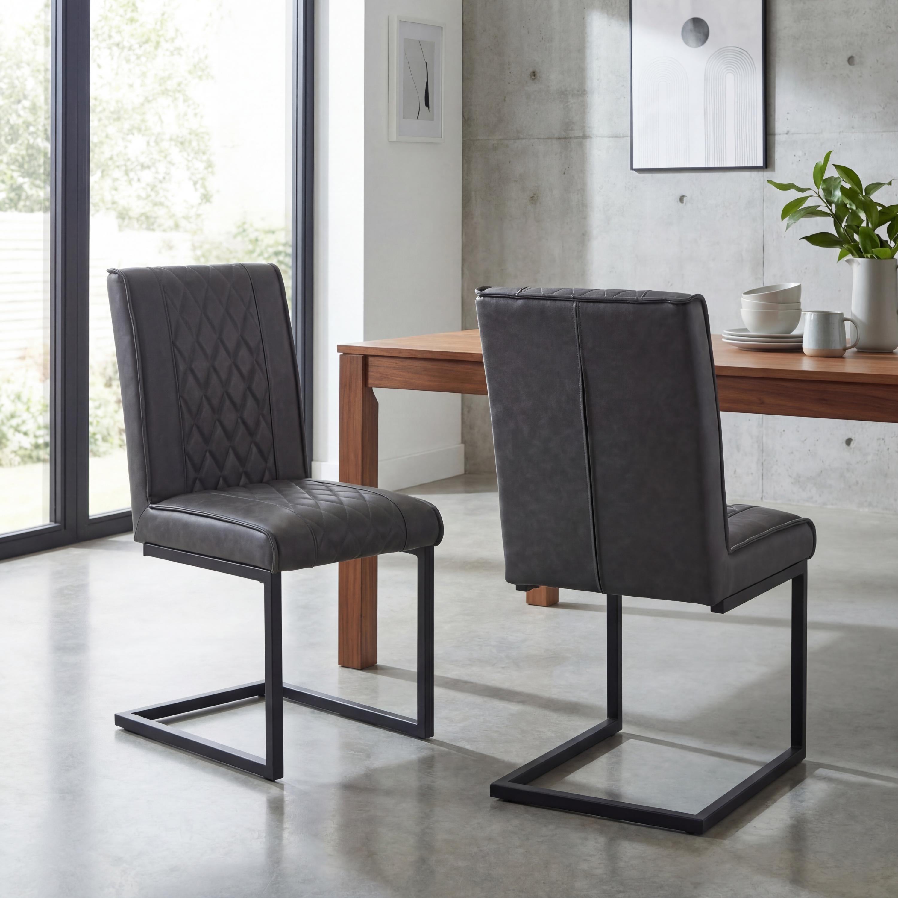Warwick Leather Effect Grey Dining Chair