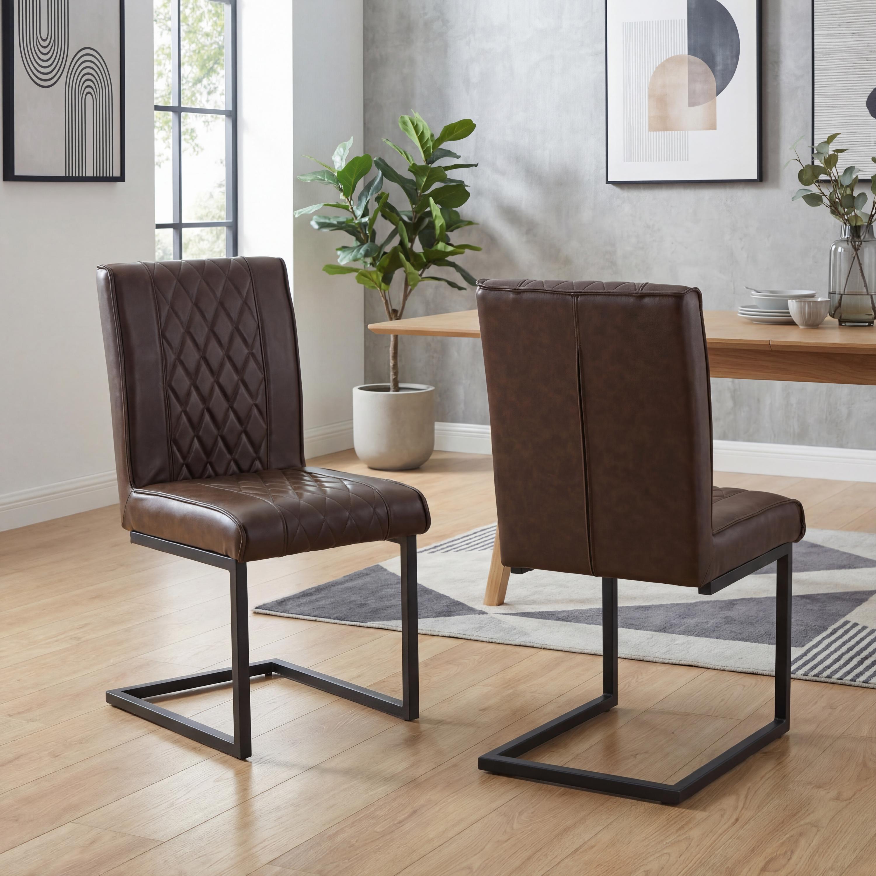 Warwick Leather Effect Brown Dining Chair