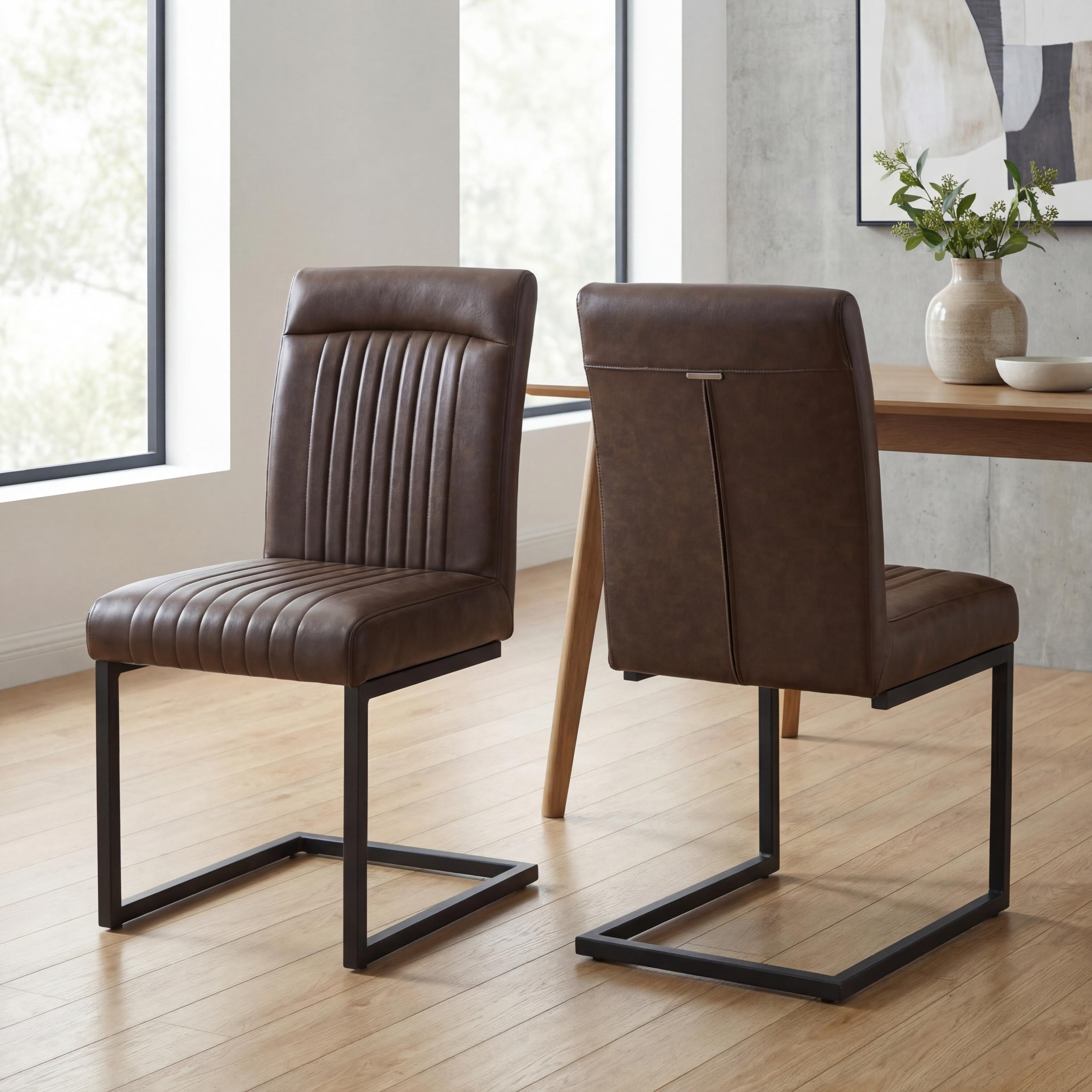 Ludlow Leather Effect Brown Dining Chair