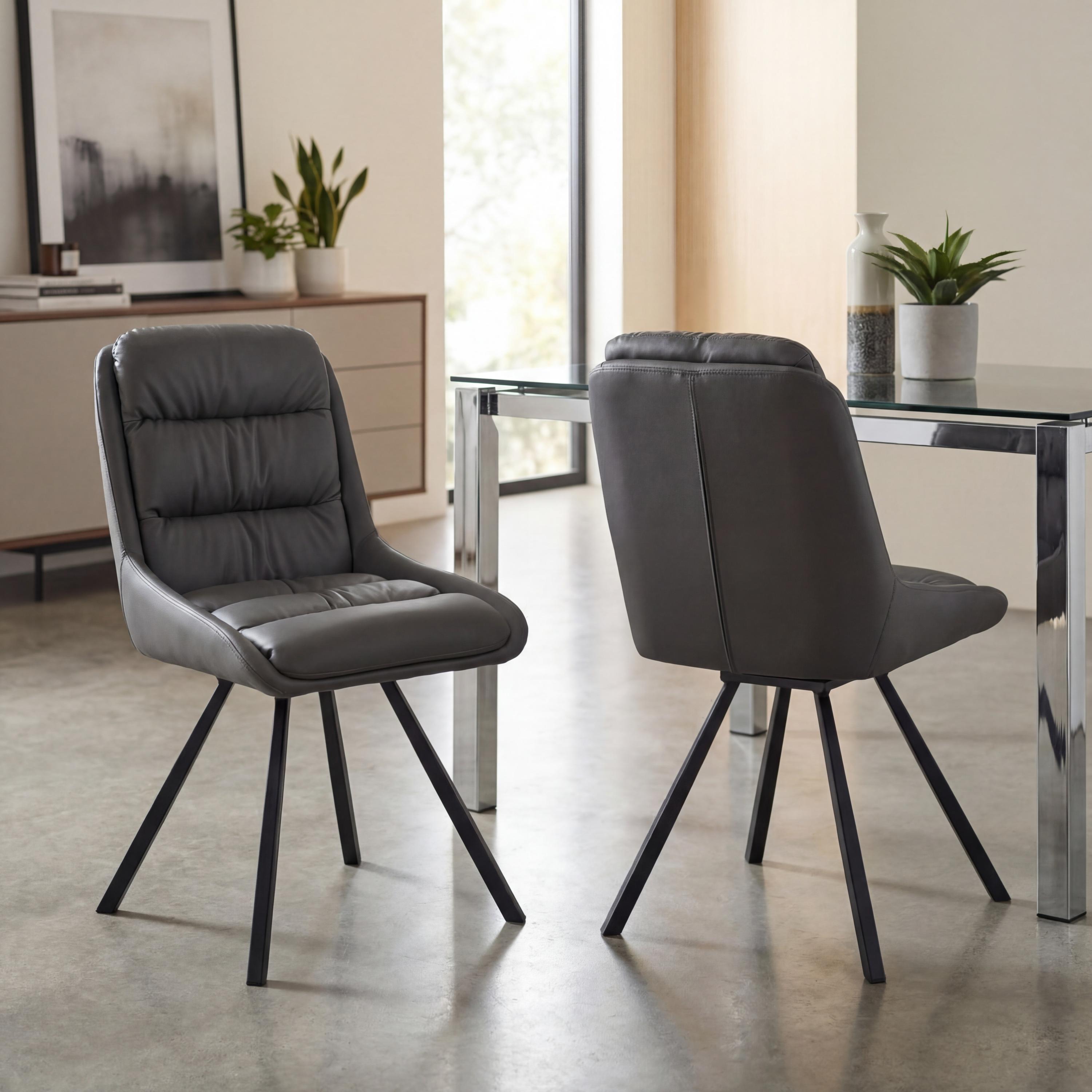 Arnhem Leather Effect Grey Dining Chair