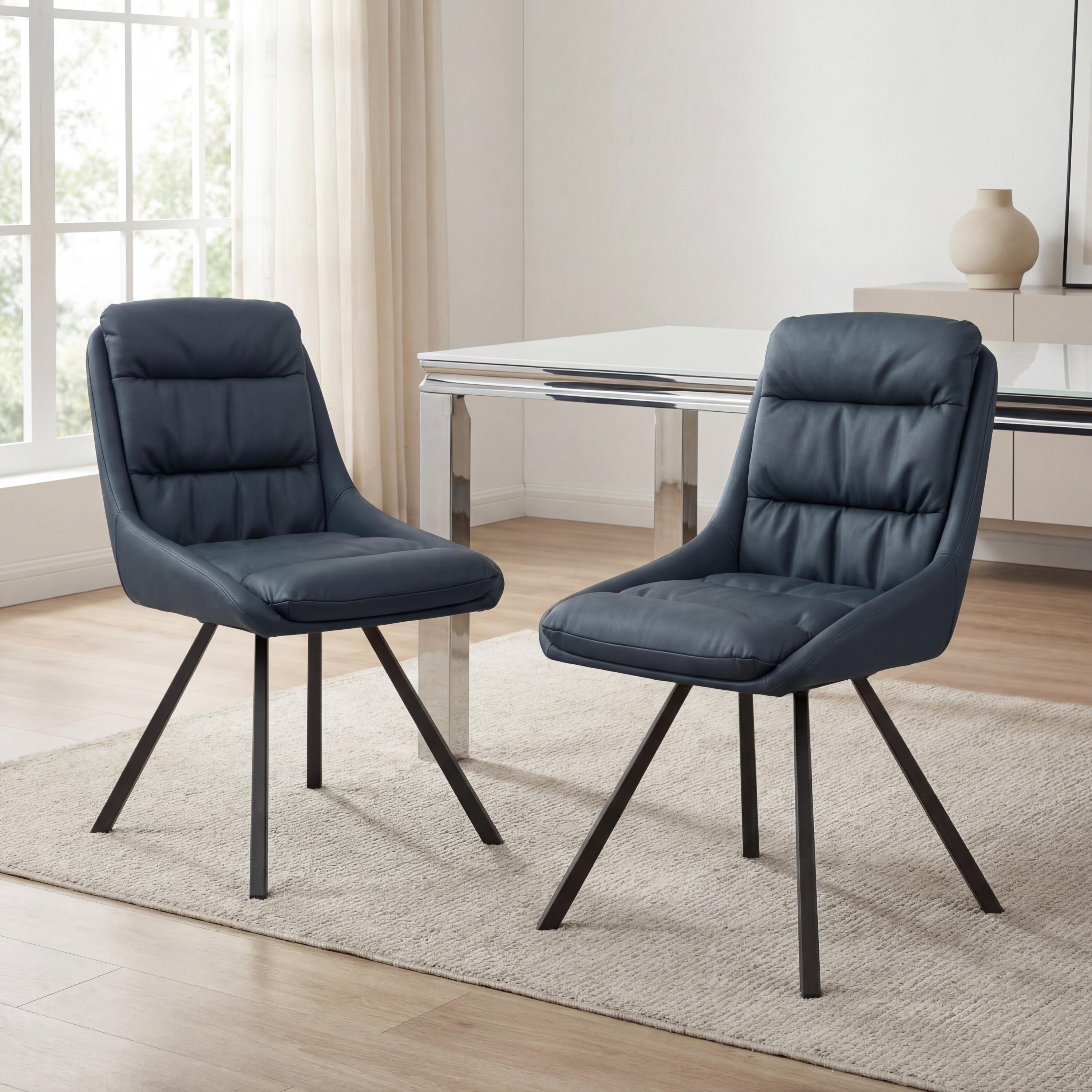 Arnhem Leather Effect Midnight Blue Dining Chair