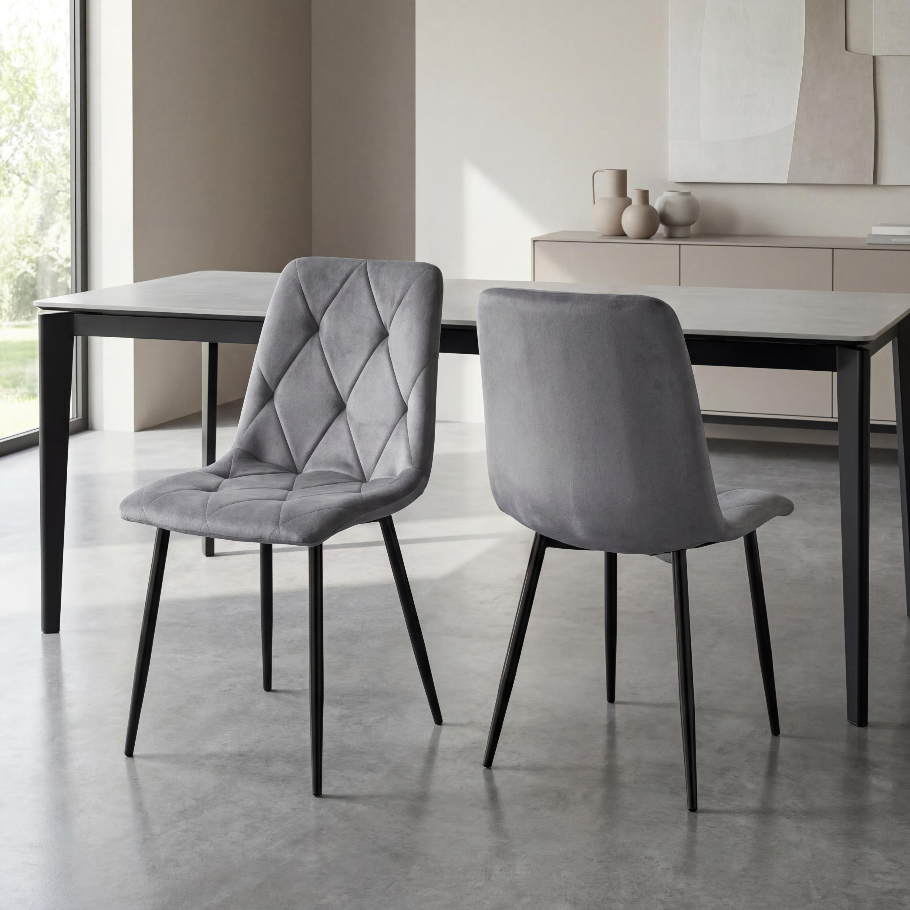 Vernon Brushed Velvet Grey Dining Chair