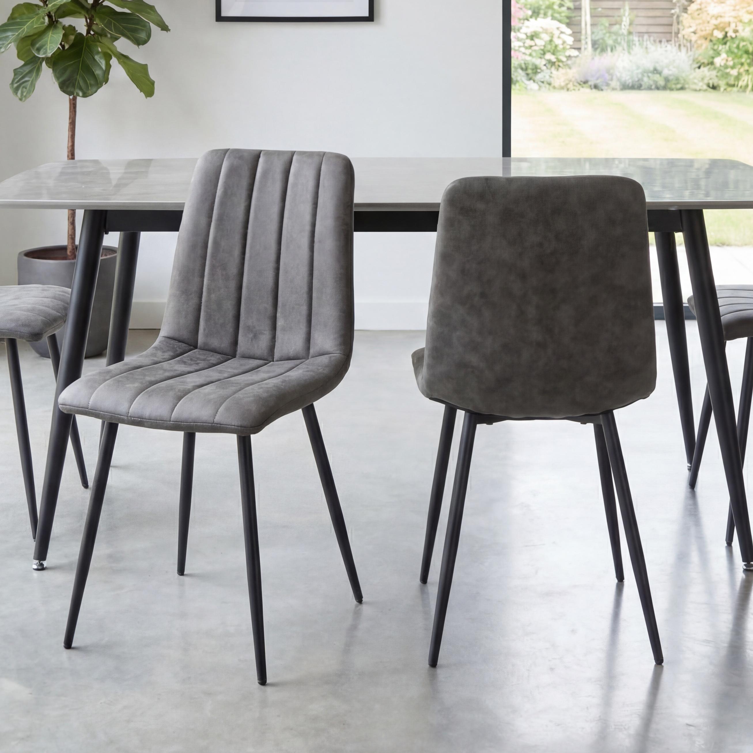 Lisbon Microfibre Grey Dining Chair