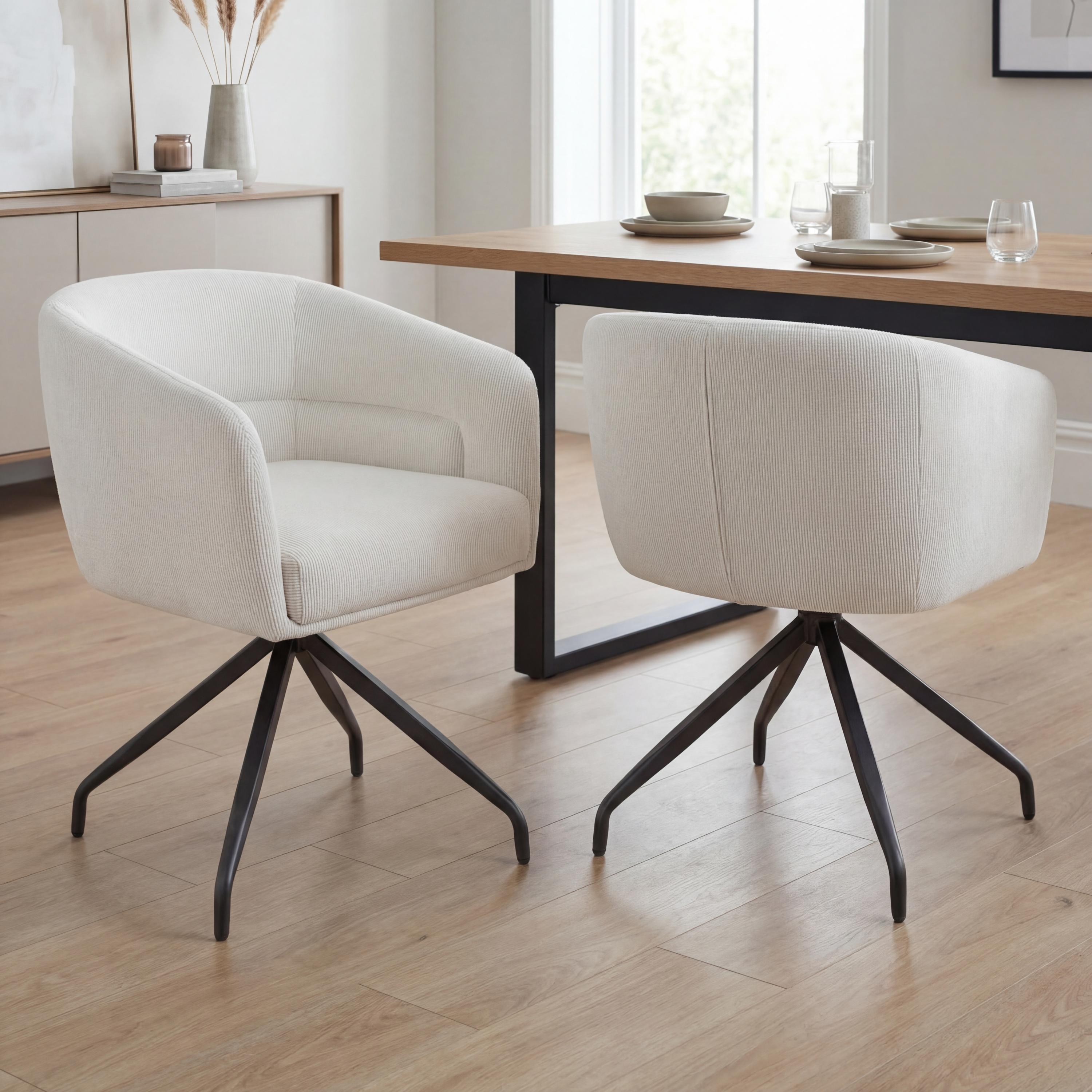 Artemis Corduroy White Swivel Chair