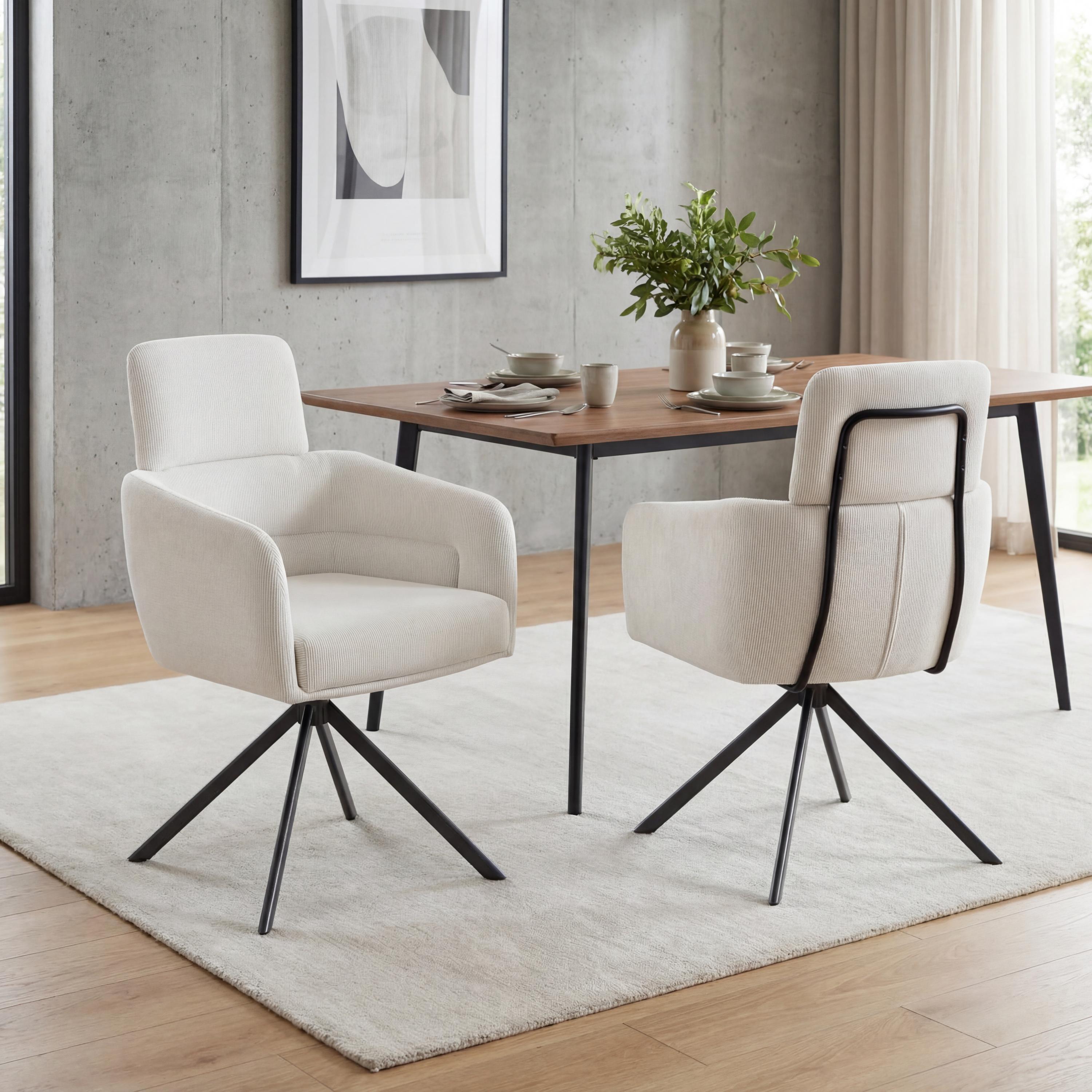 Polaris Corduroy White Swivel Chair