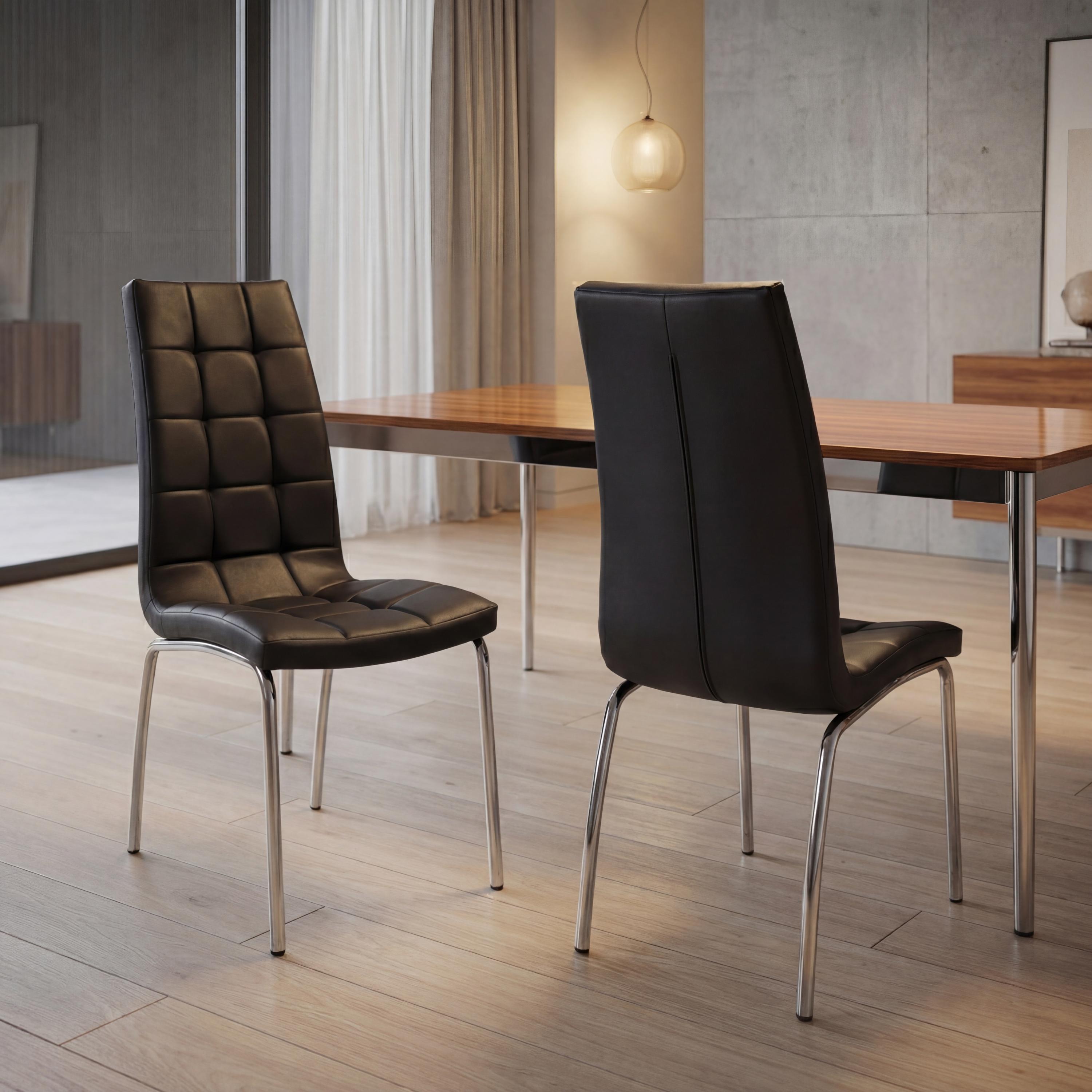 Jenner Leather Effect Black/Chrome Dining Chair