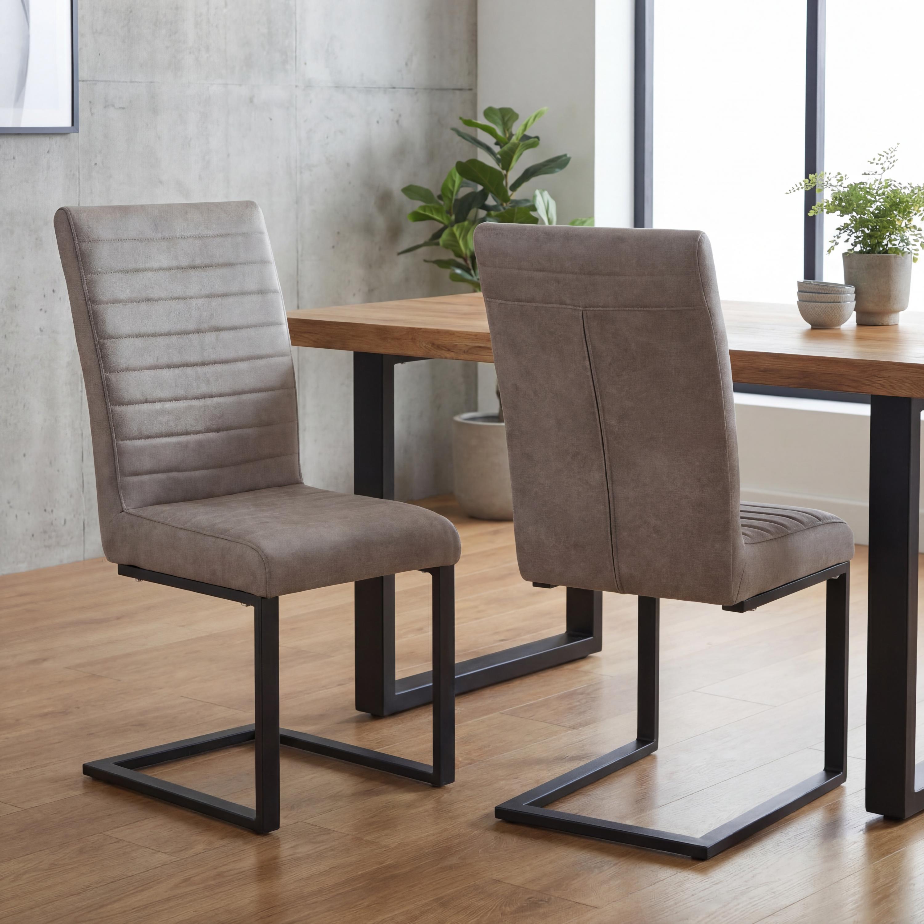 Belvoir Leather Effect Stone Grey Dining Chair