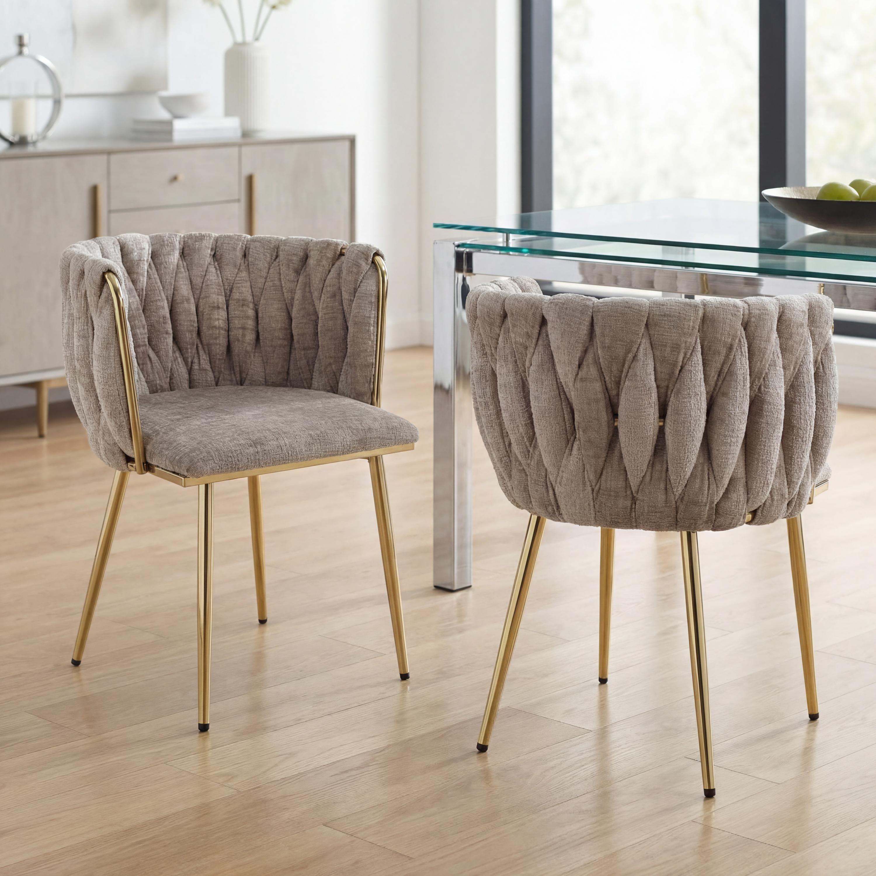 Ontario Chenille Effect Mink Dining Chair