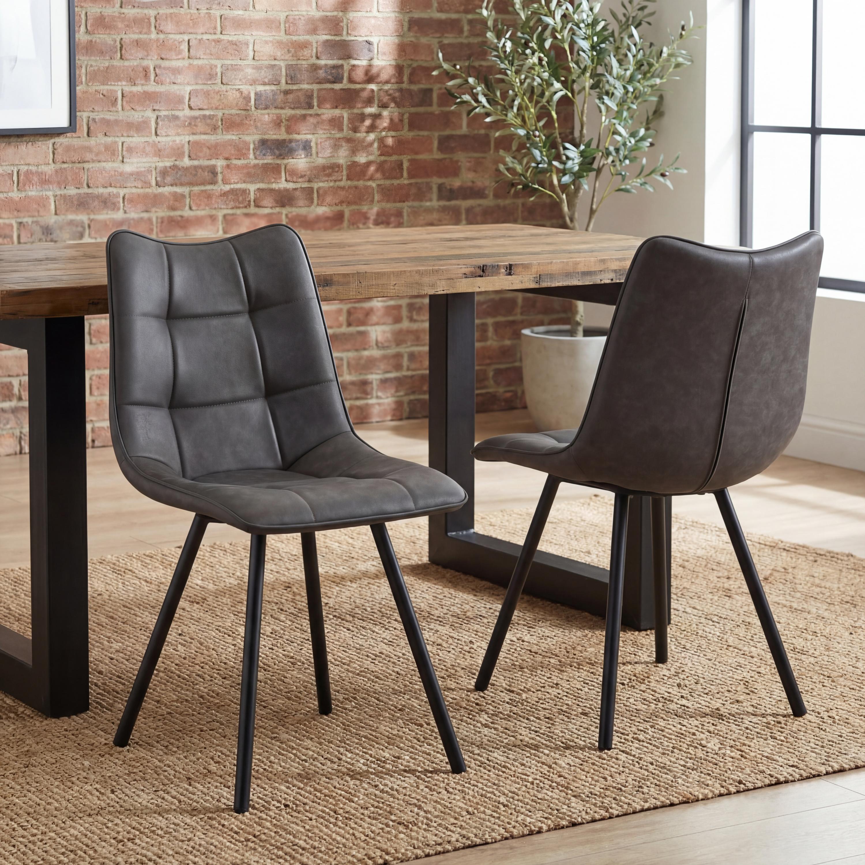 Alnwick Leather Effect Grey Dining Chair