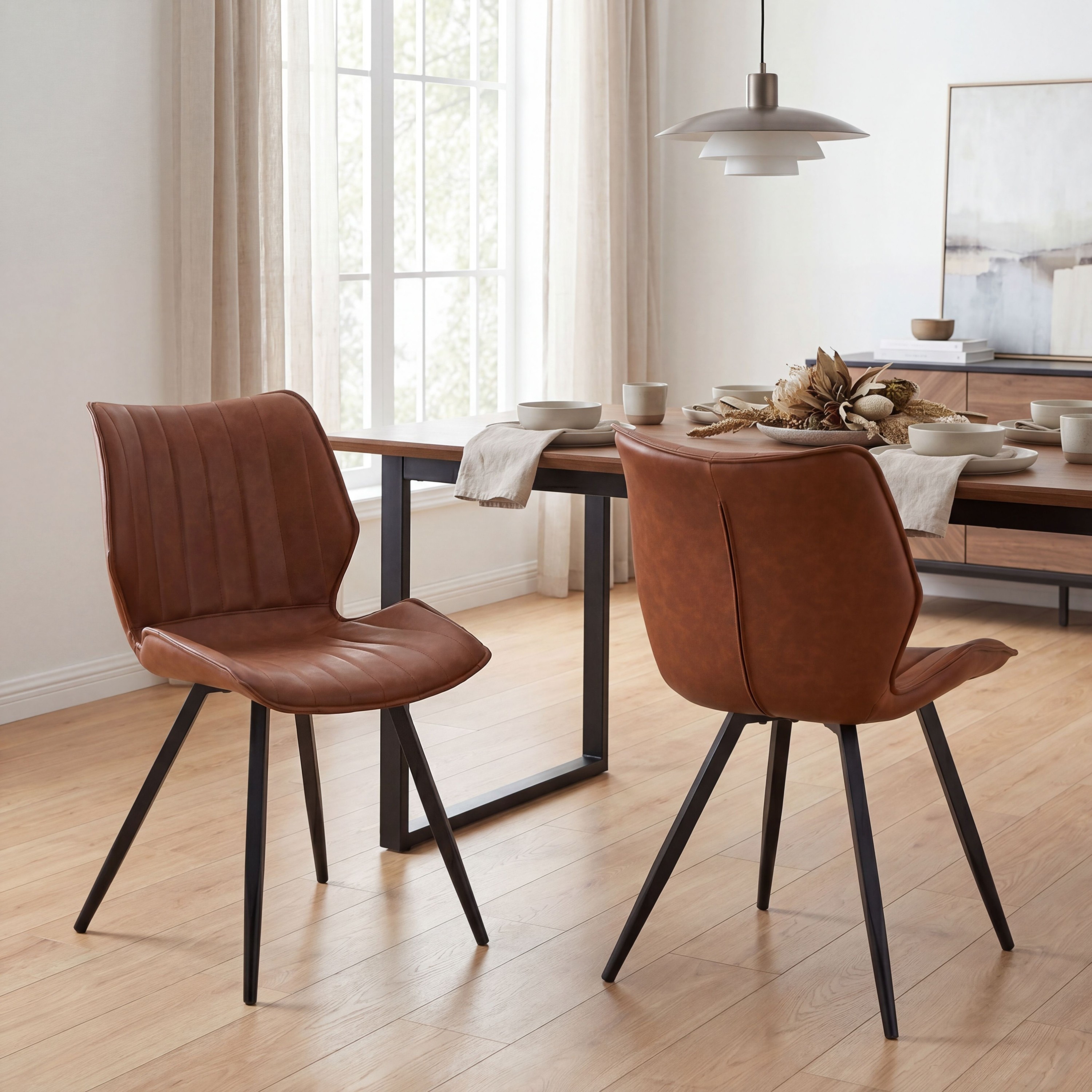 Classic Leather Effect Tuscan Tan Dining Chair