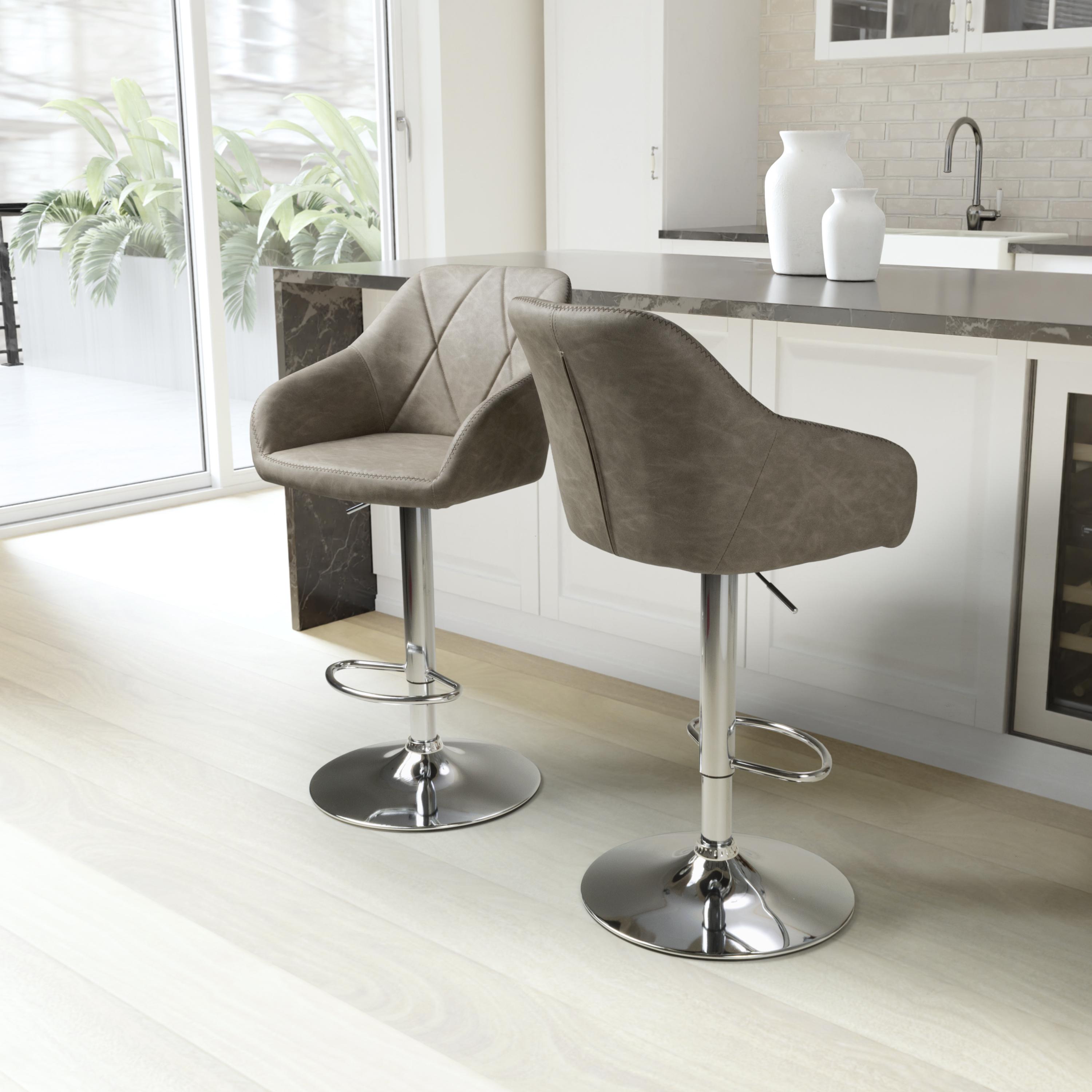 Serena Leather Effect Mink Bar Stool