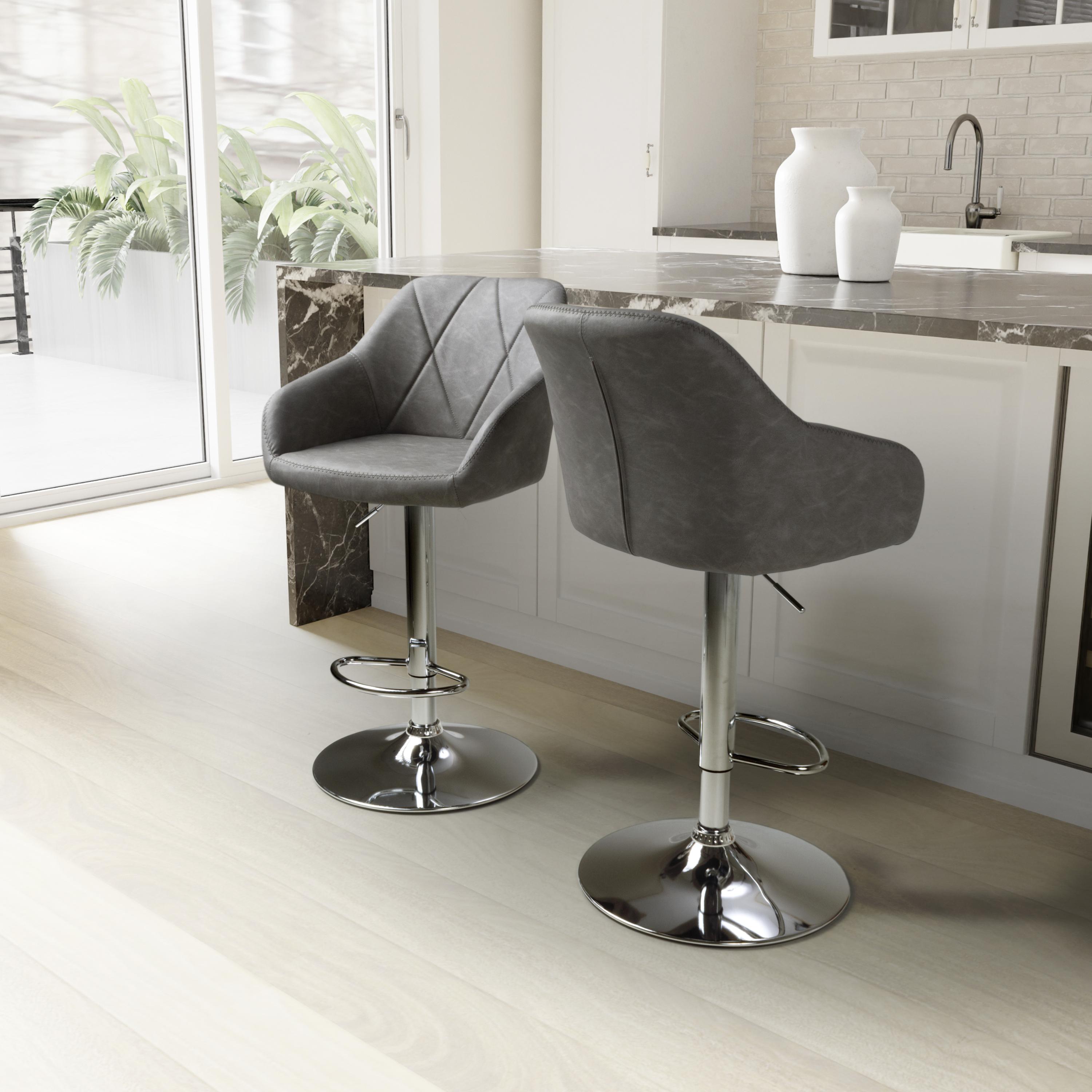 Serena Leather Effect Charcoal Bar Stool