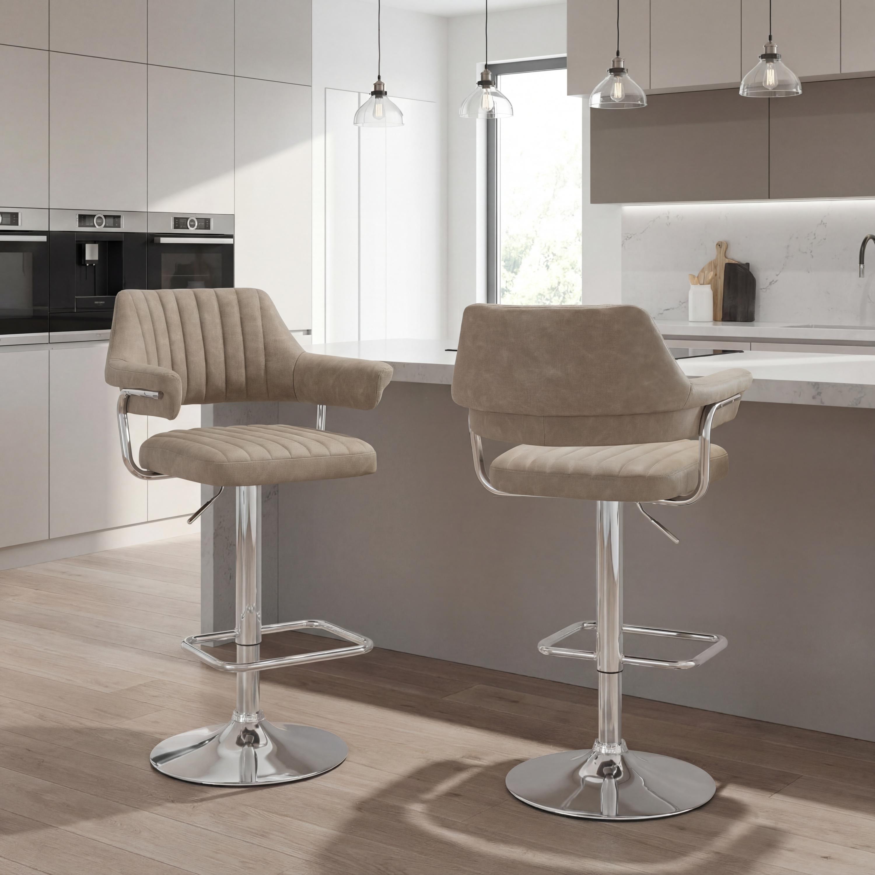 Cortez Leather Effect Mink Bar Stool