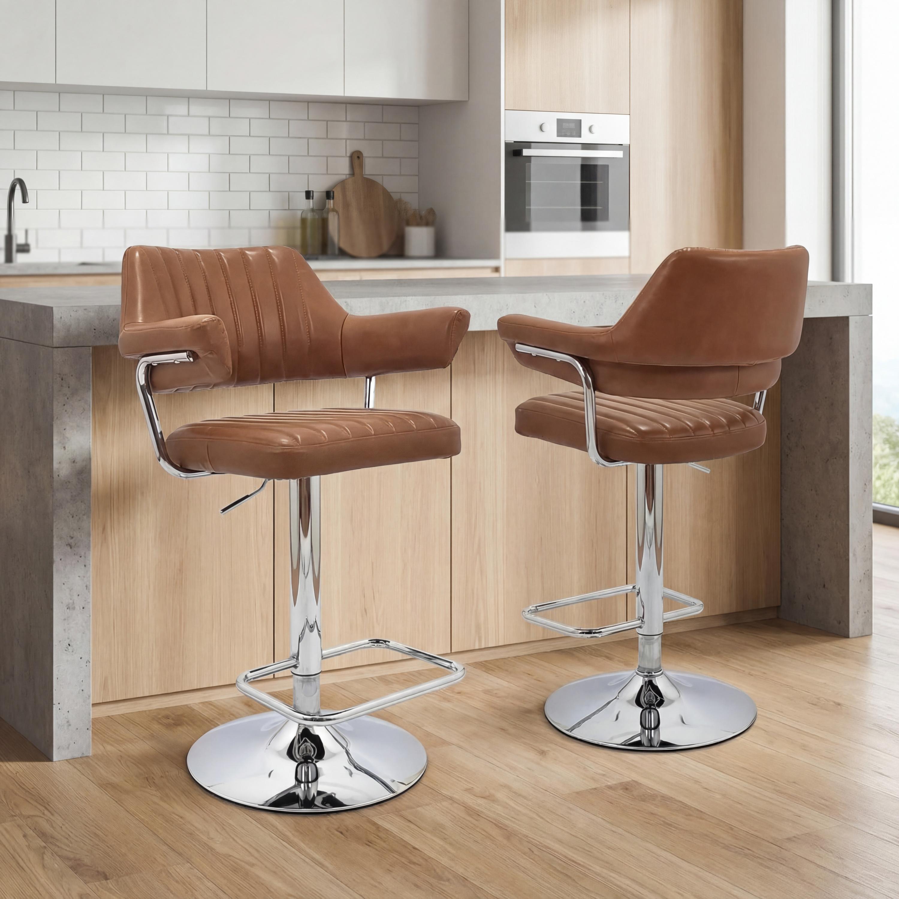 Cortez Leather Effect Tan Bar Stool