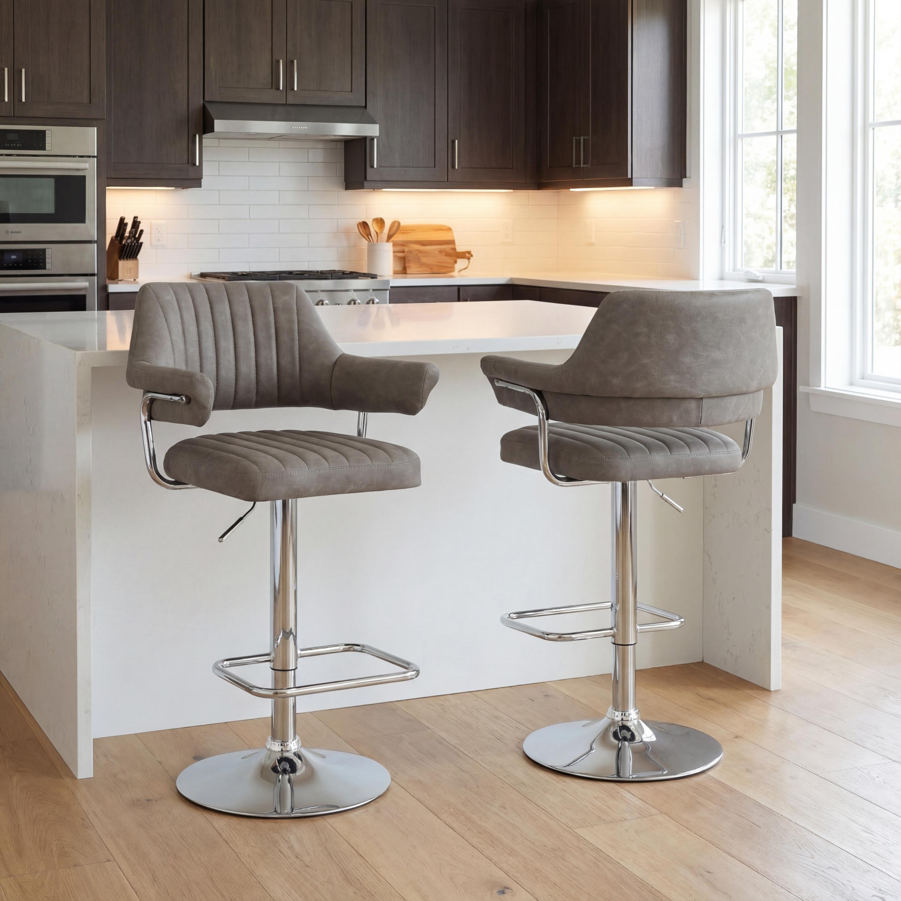 Cortez Leather Effect Charcoal Bar Stool