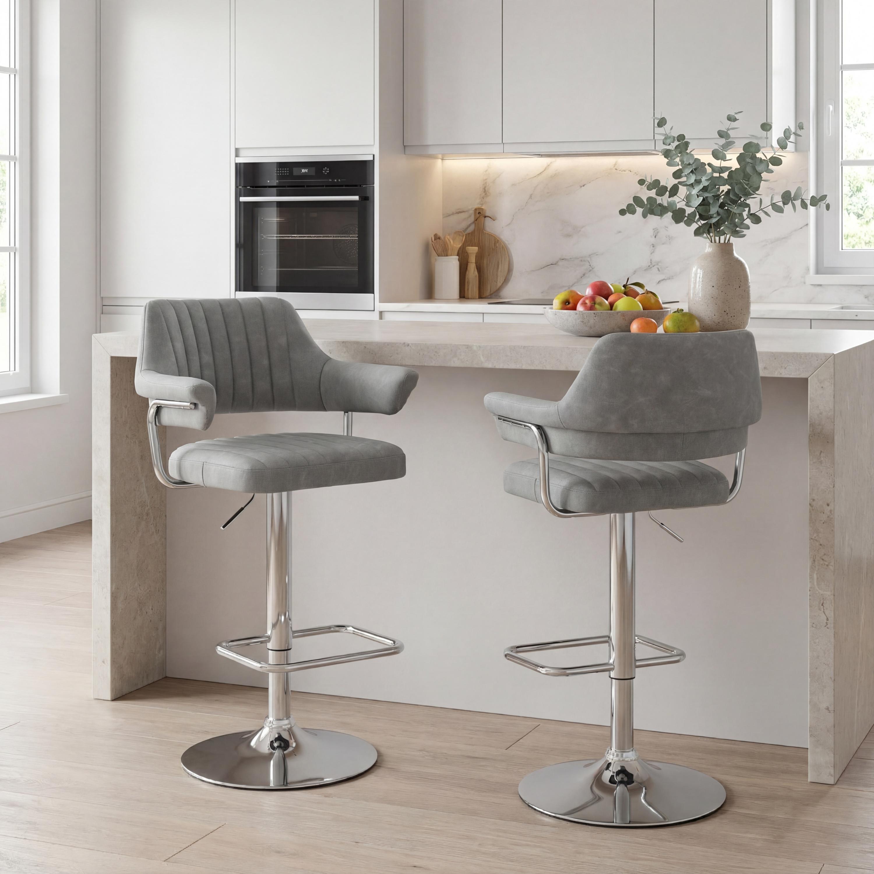 Cortez Leather Effect Light Grey Bar Stool
