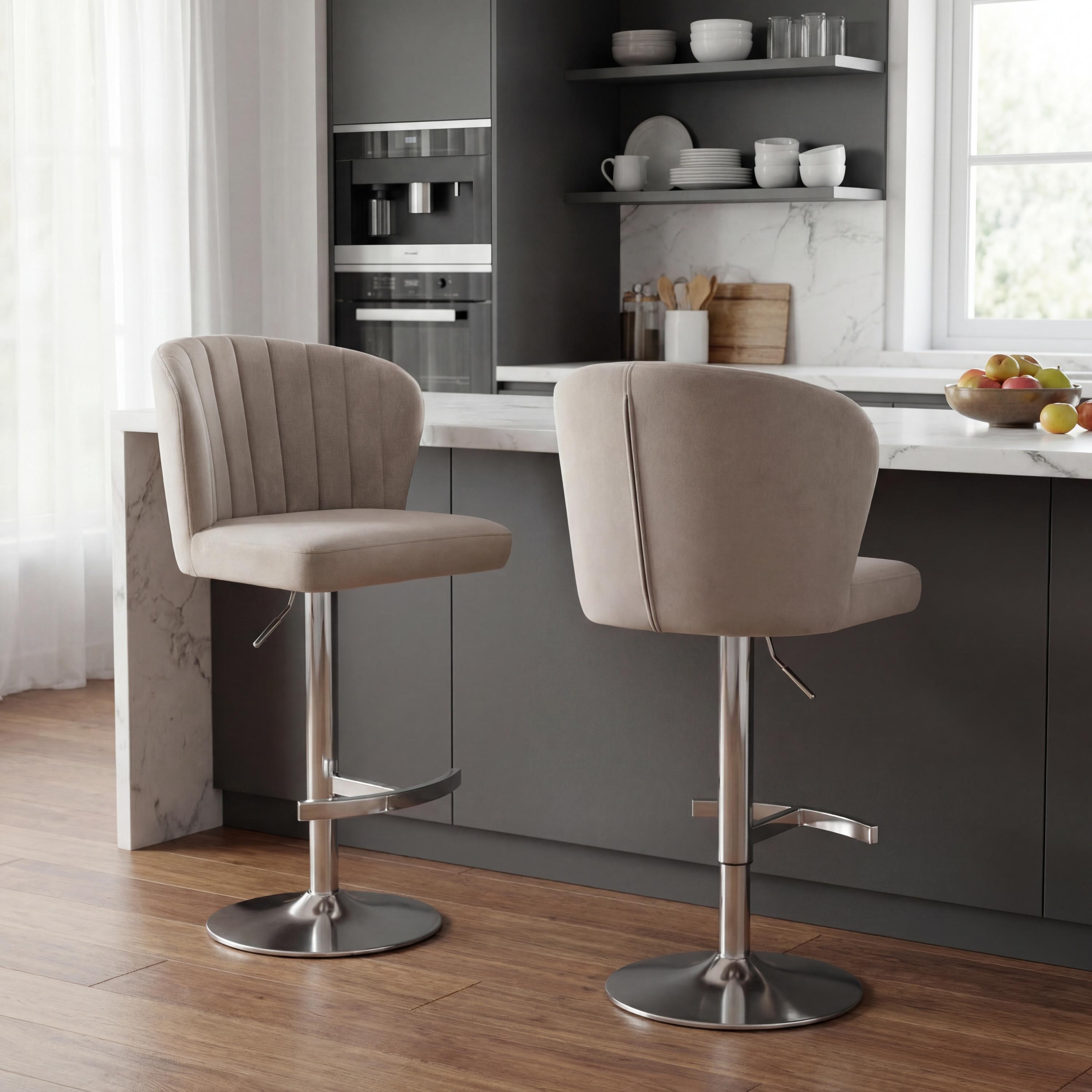 Sigma Brushed Velvet Mink Bar Stool