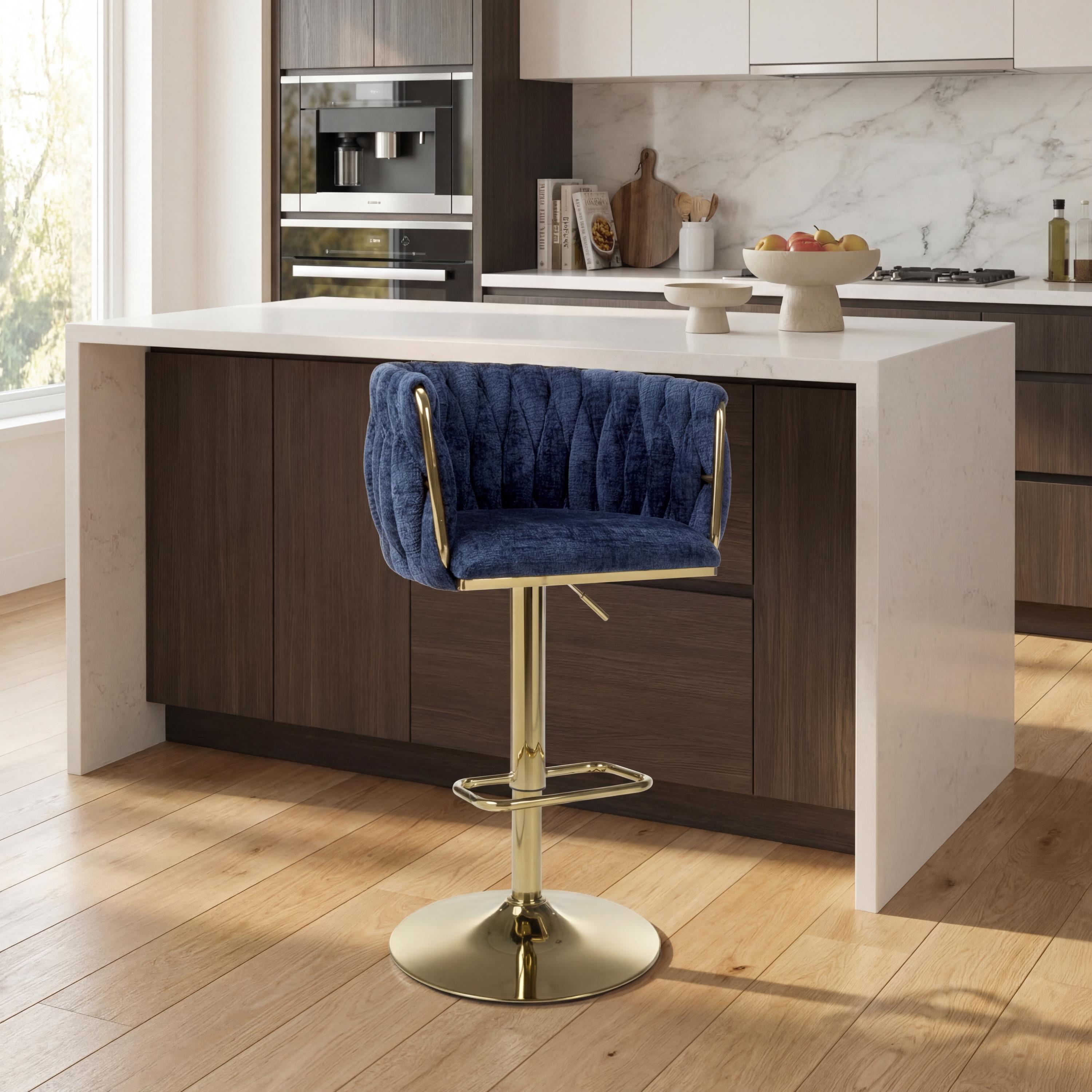 Bellaire Textured Effect Blue Bar Stool