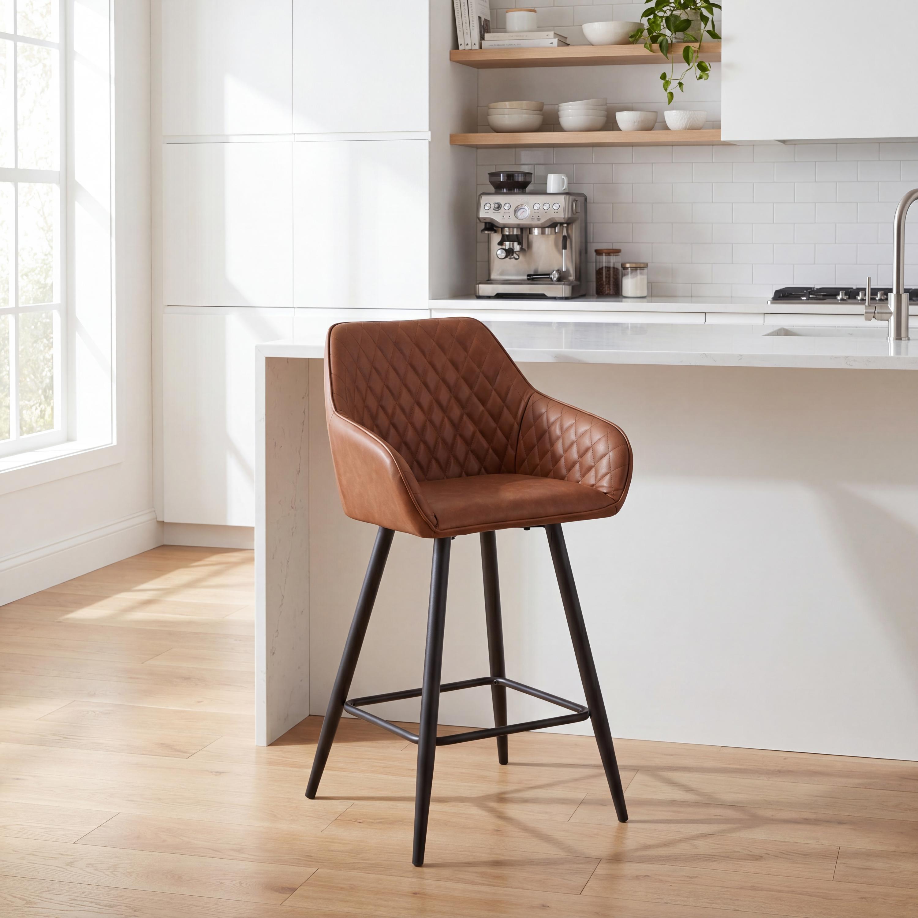 Charm Leather Effect Tuscan Tan Bar Stool