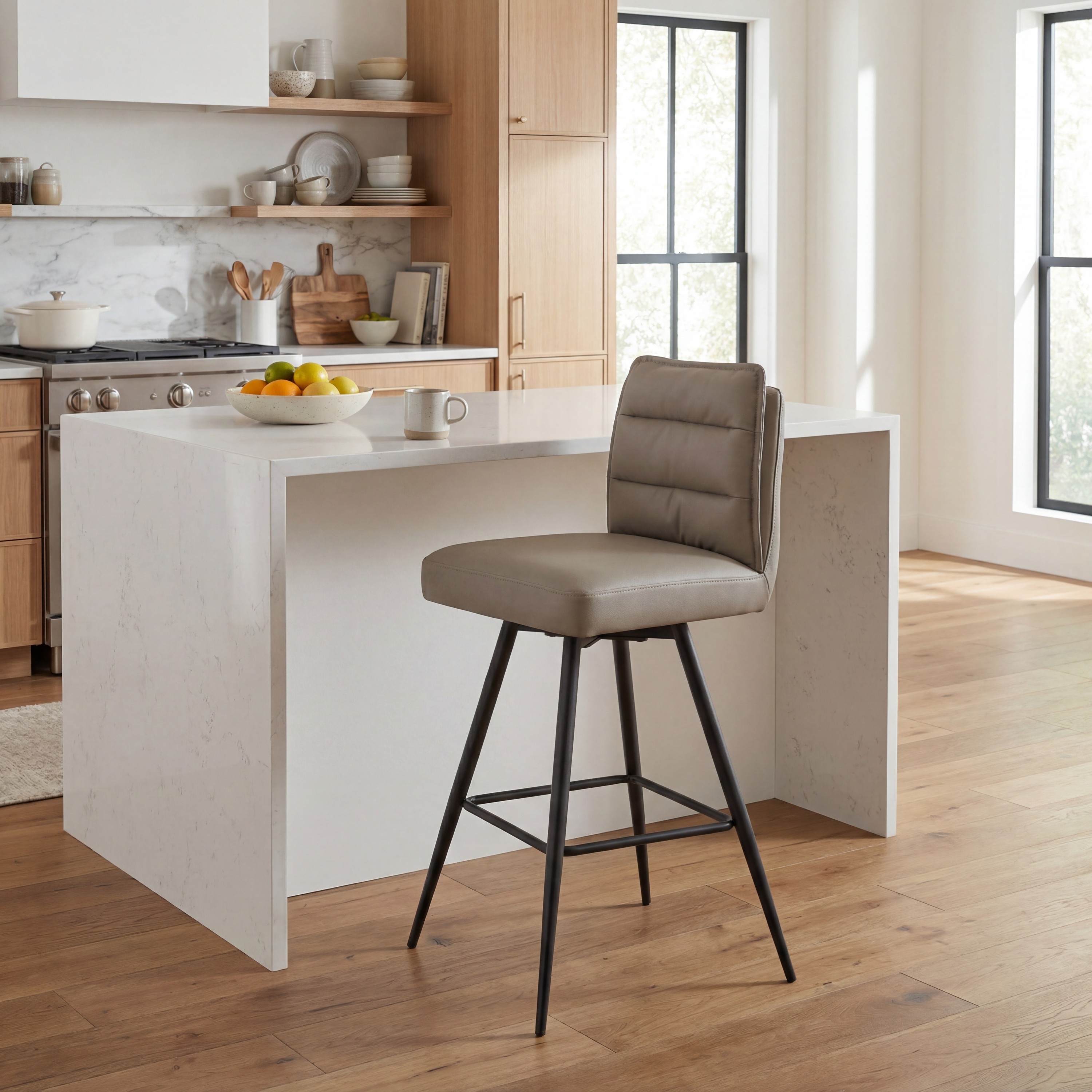 Stylus Leather Effect Taupe Bar Stool