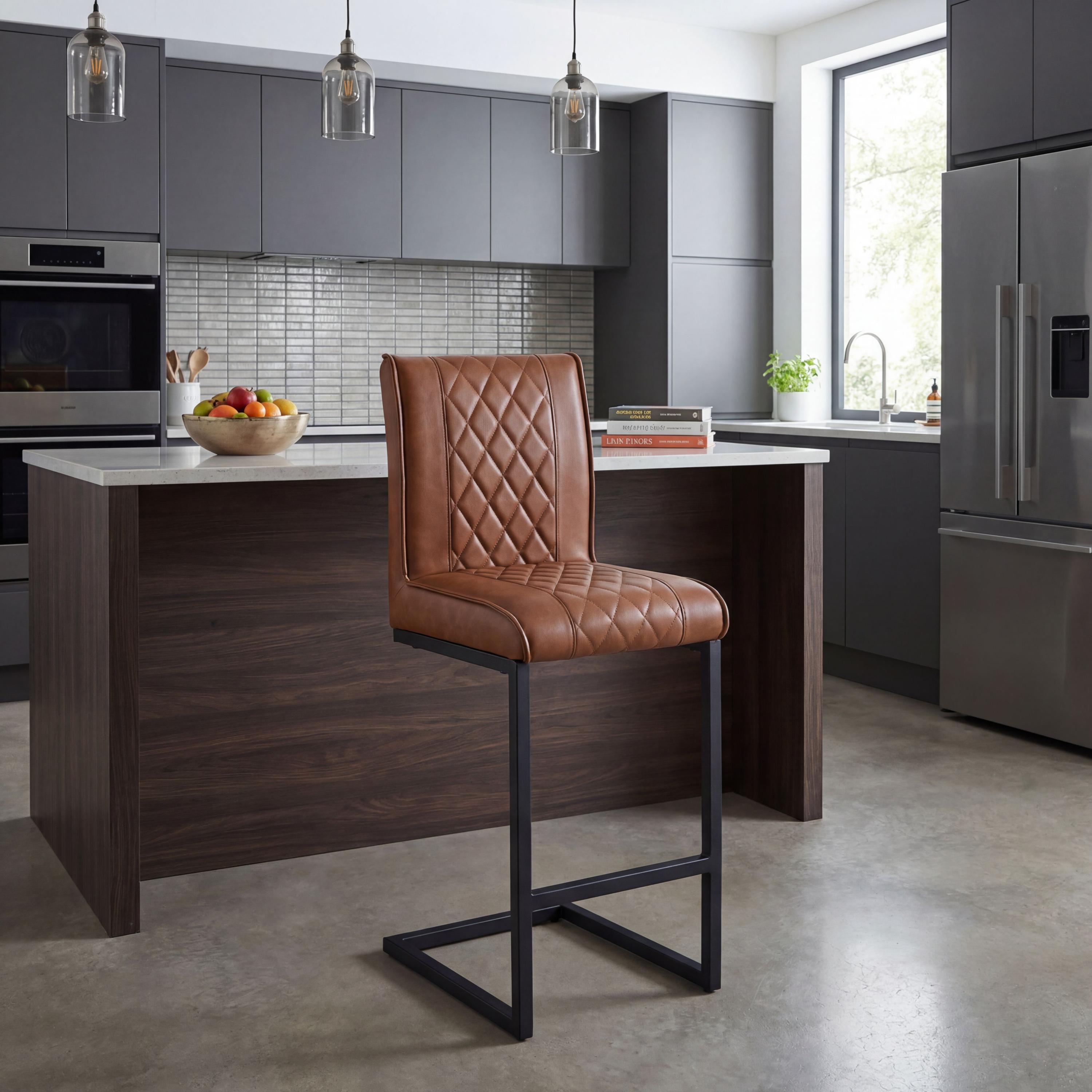 Warwick Leather Effect Tuscan Tan Bar Stool
