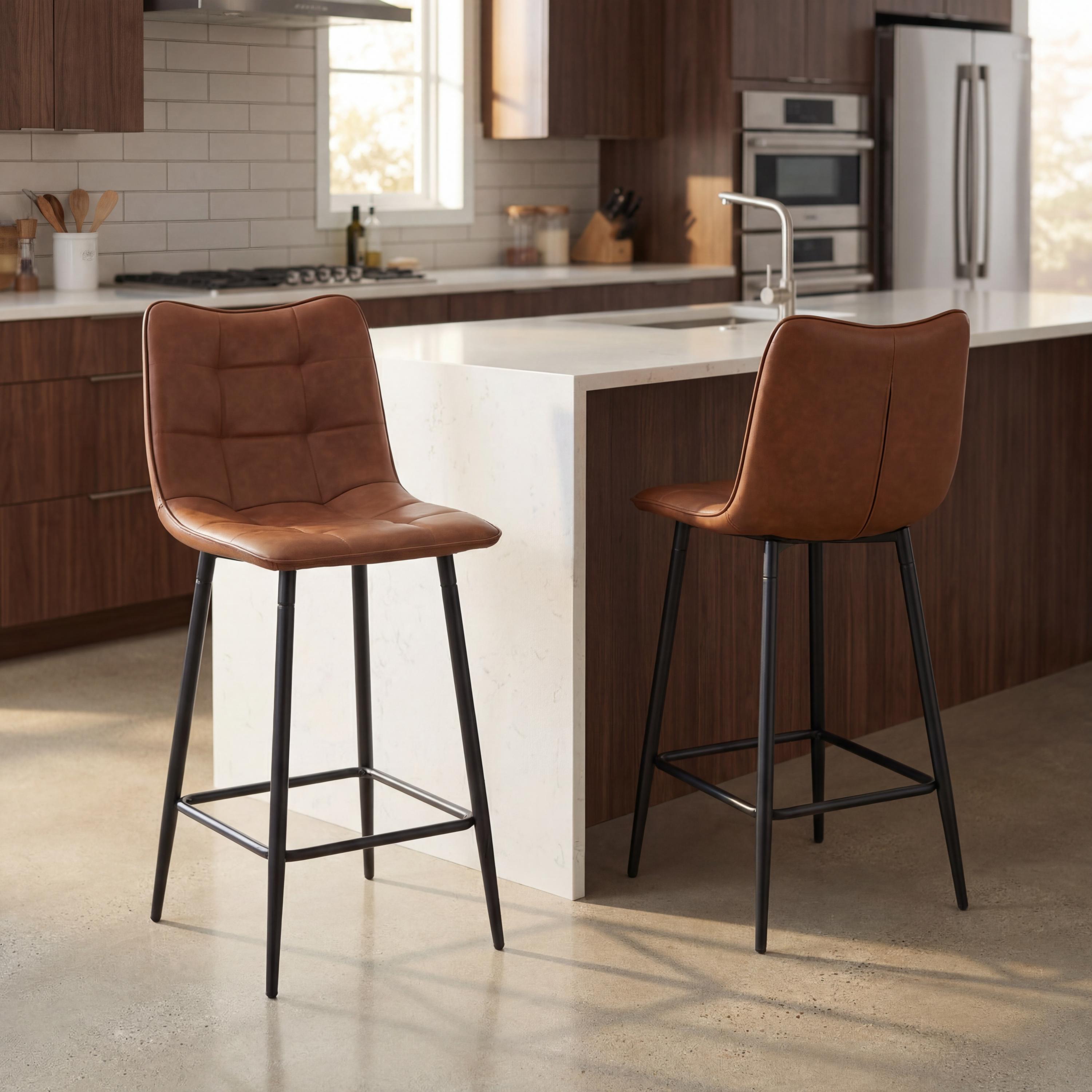 Alnwick Leather Effect Tuscan Tan Bar Stool