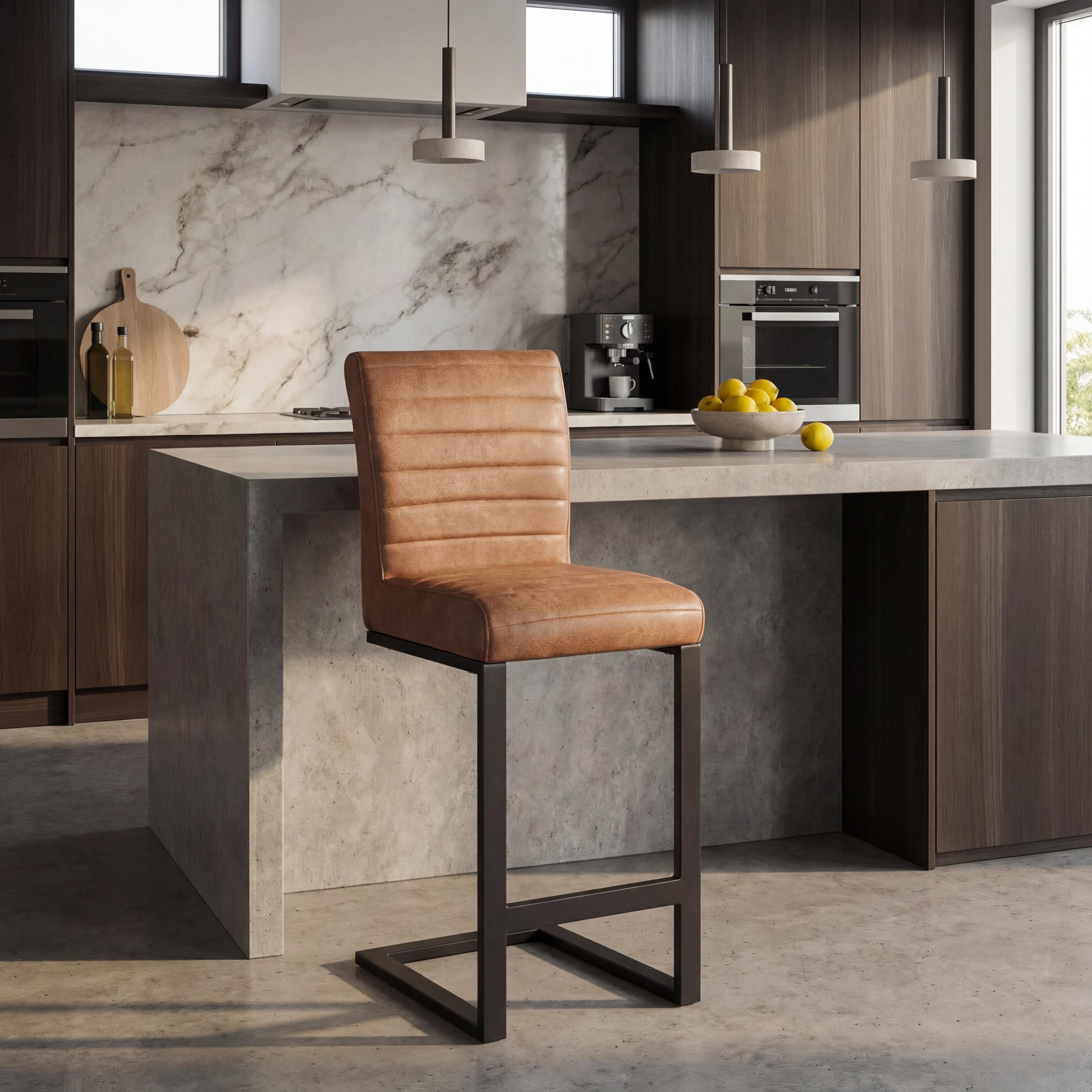 Belvoir Leather Effect Tan Bar Stool