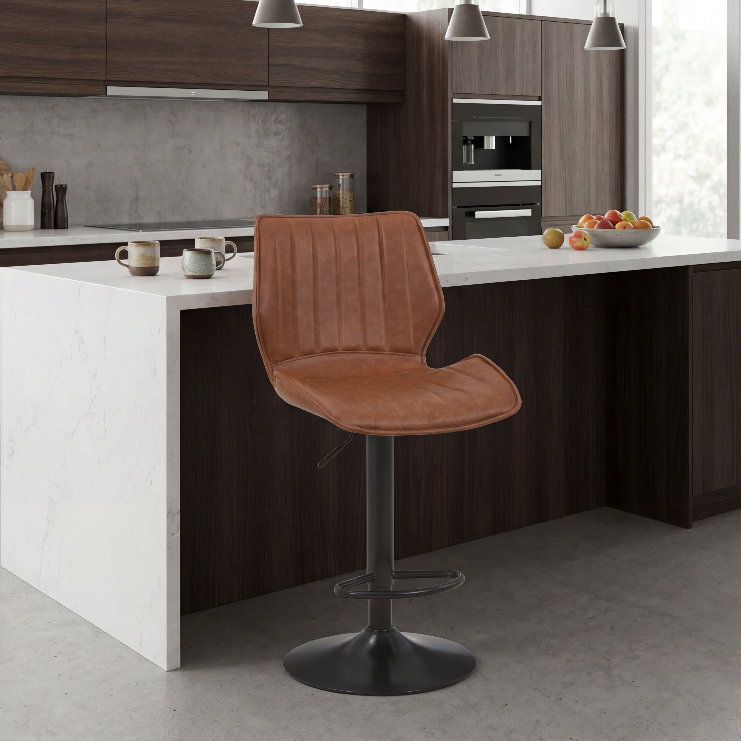 Classic Leather Effect Tuscan Tan Bar Stool