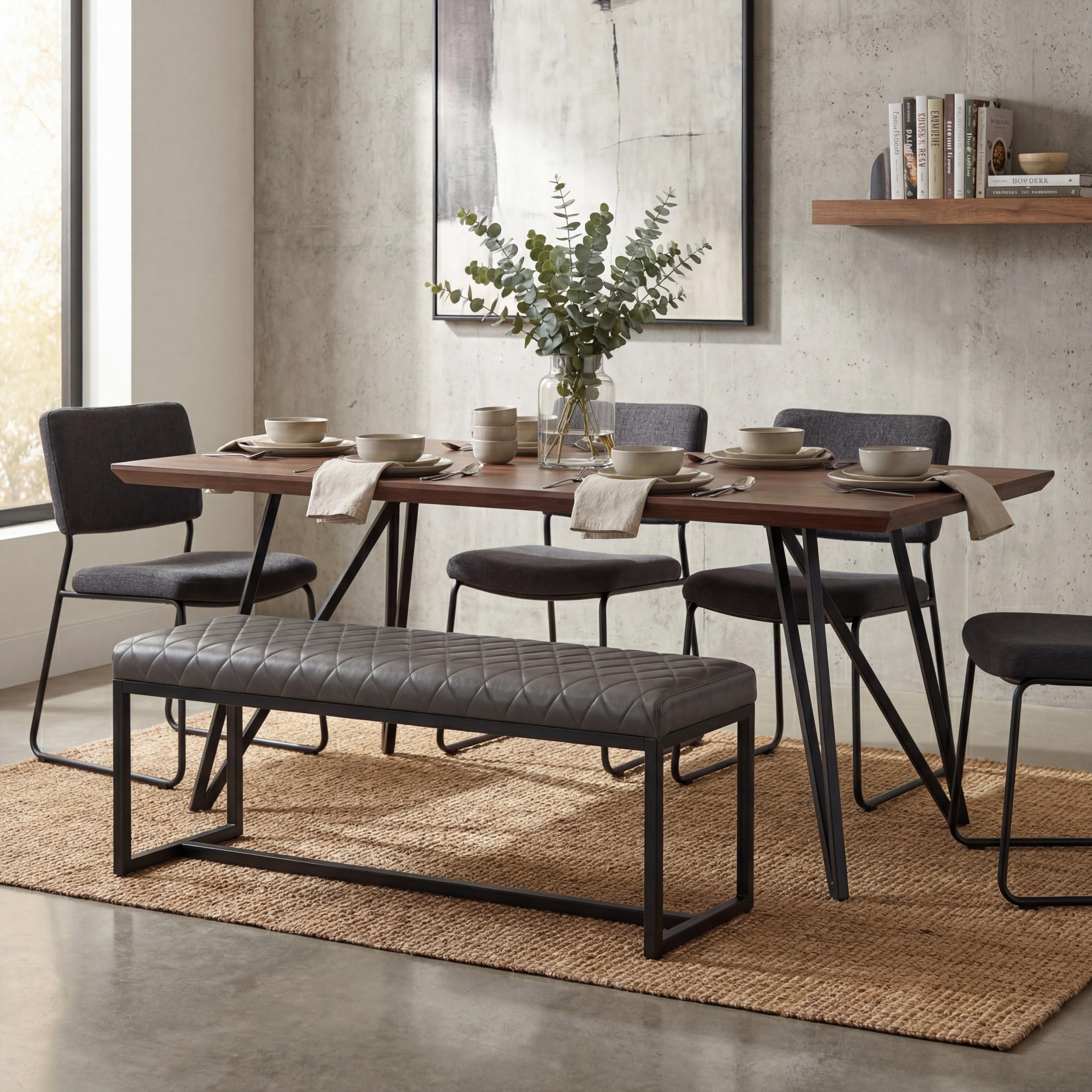 Warwick Leather Effect Grey Bench
