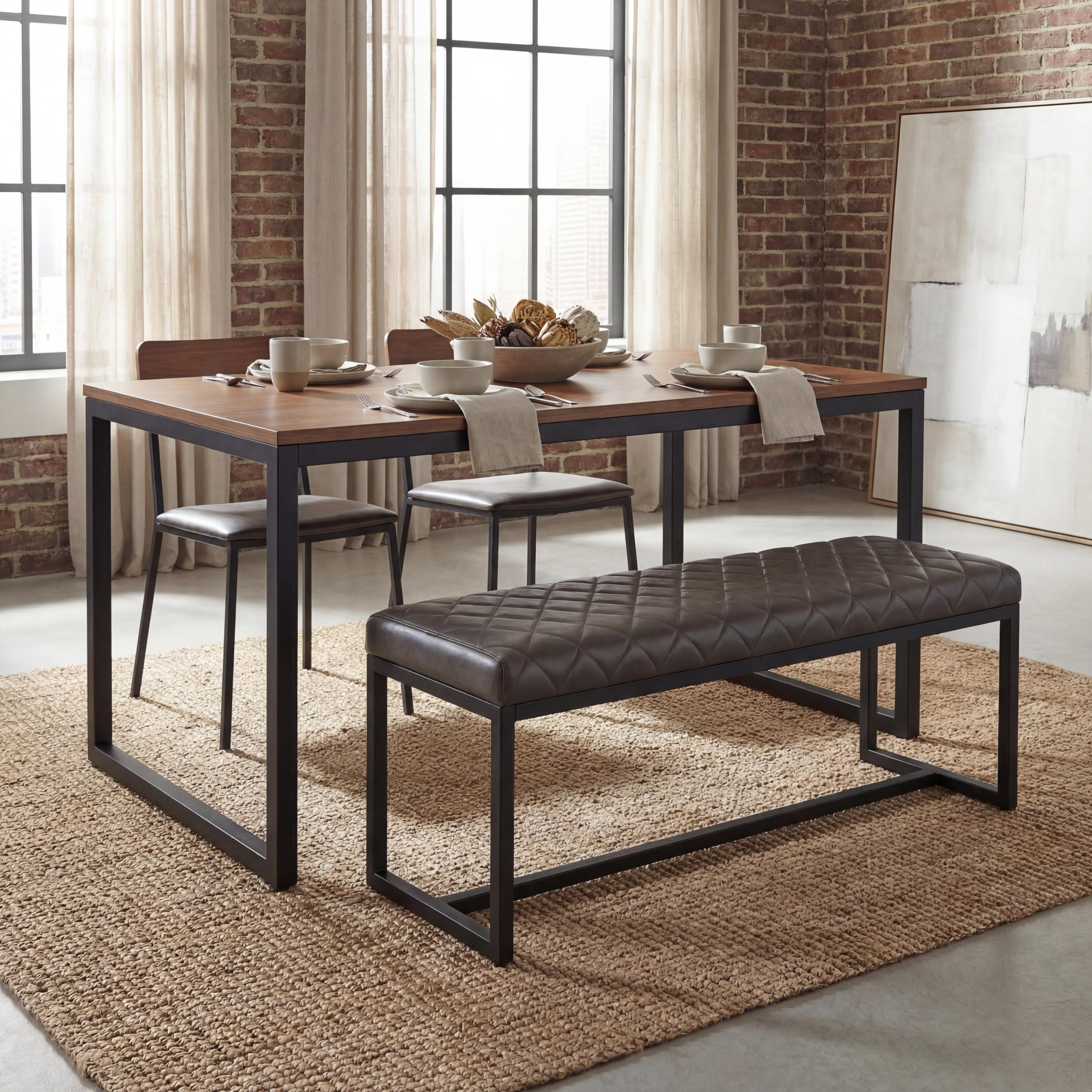 Warwick Leather Effect Brown Bench