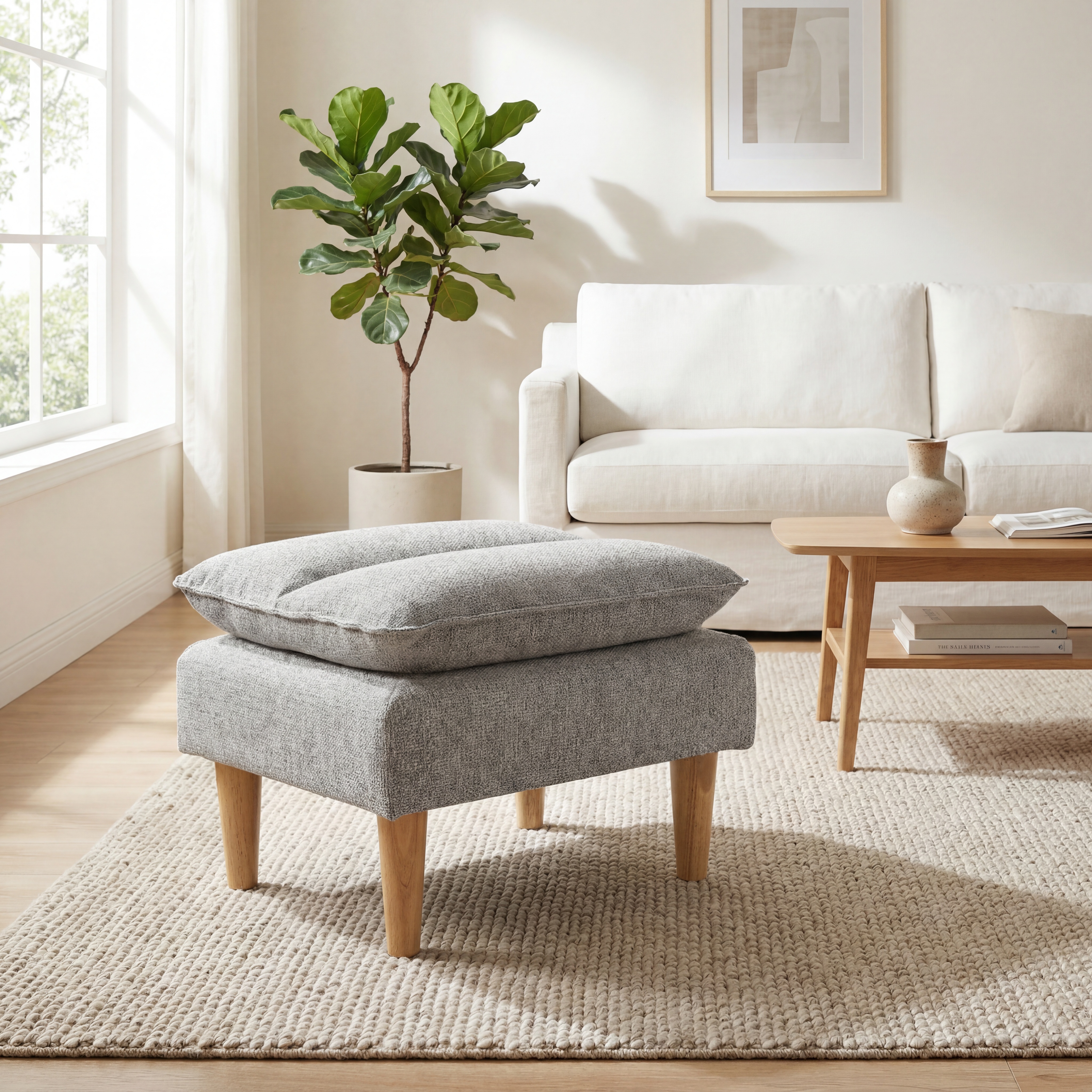 Cosy Rest Chenille Effect Light Grey Footstool