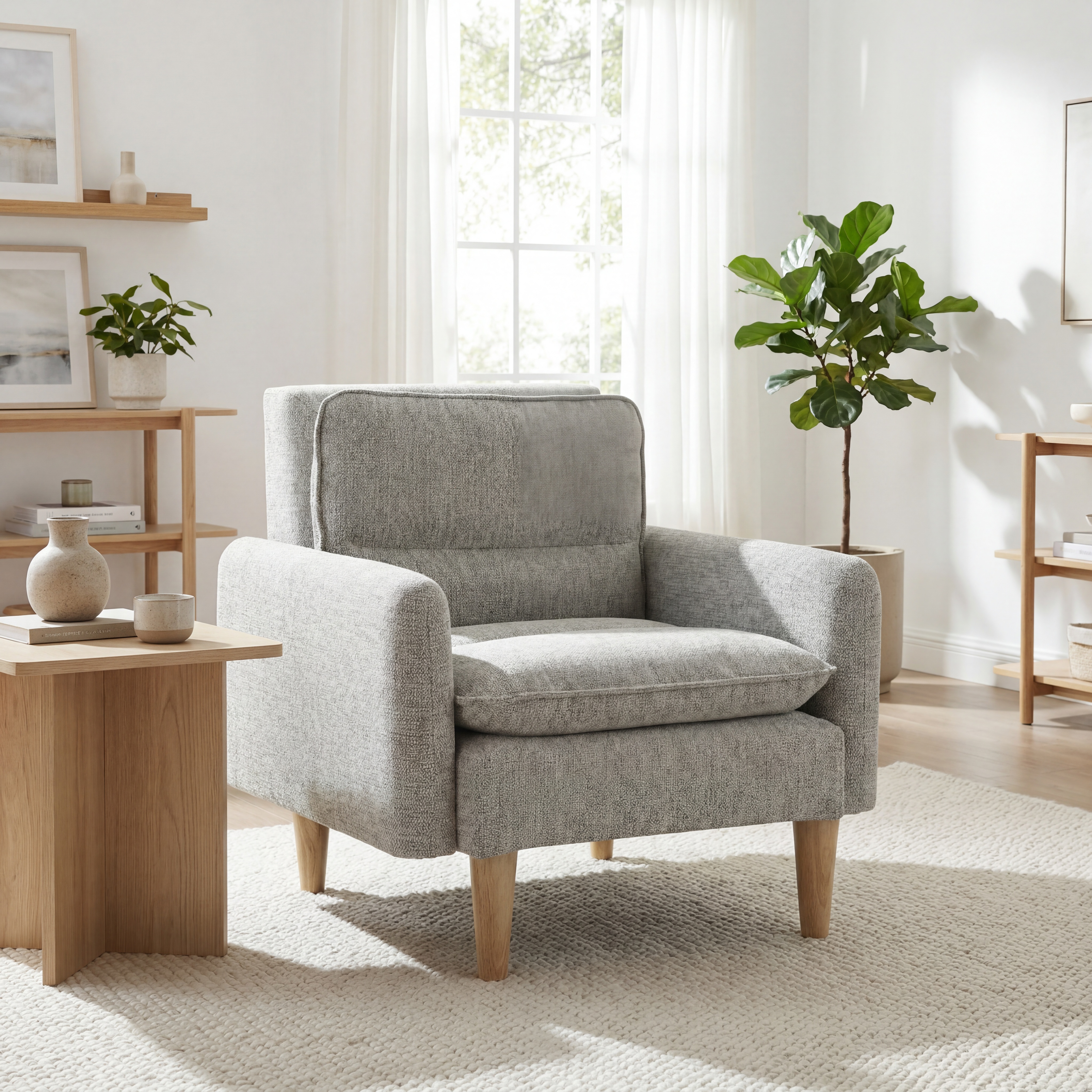 Cosy Rest Chenille Effect Natural Armchair