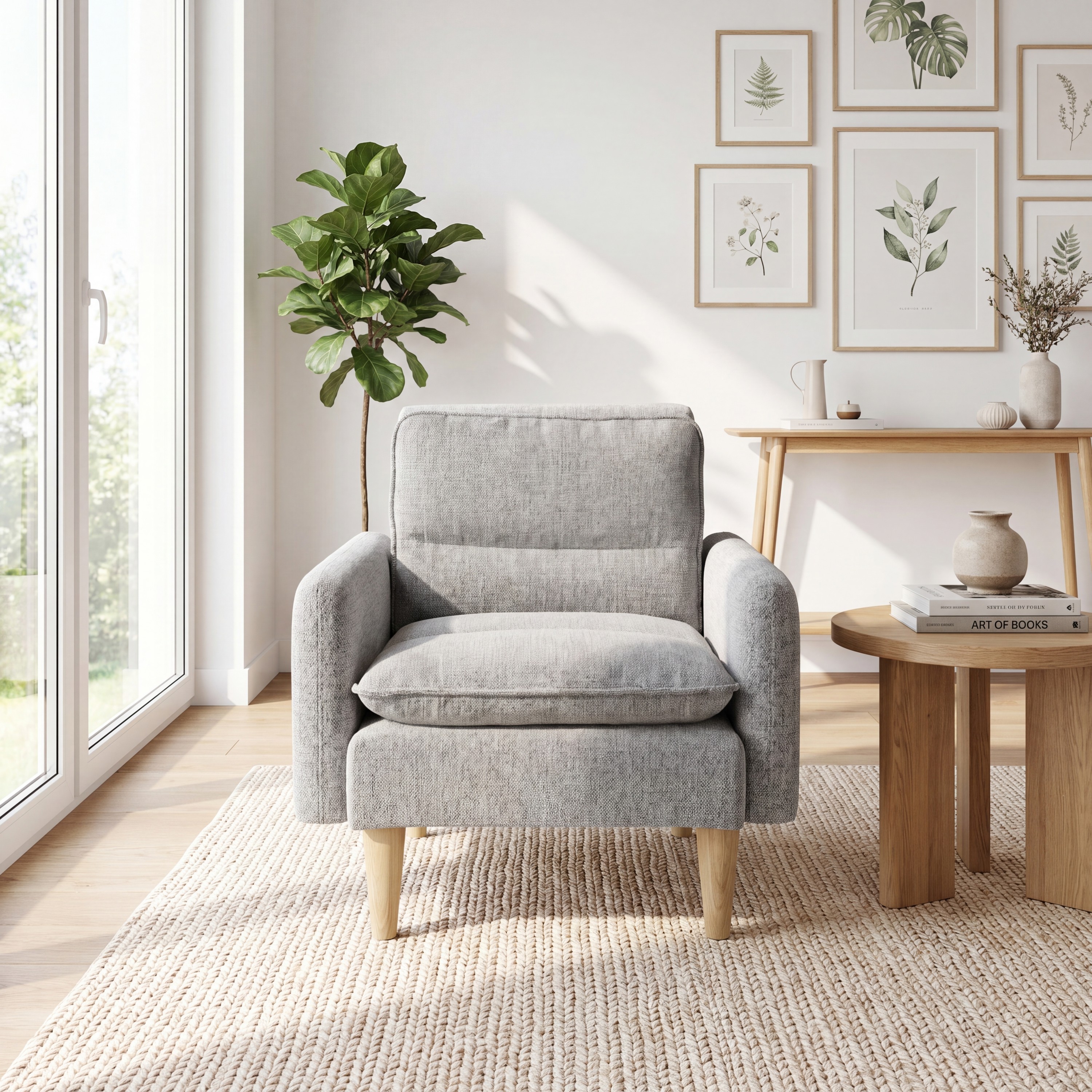 Cosy Rest Chenille Effect Light Grey Armchair