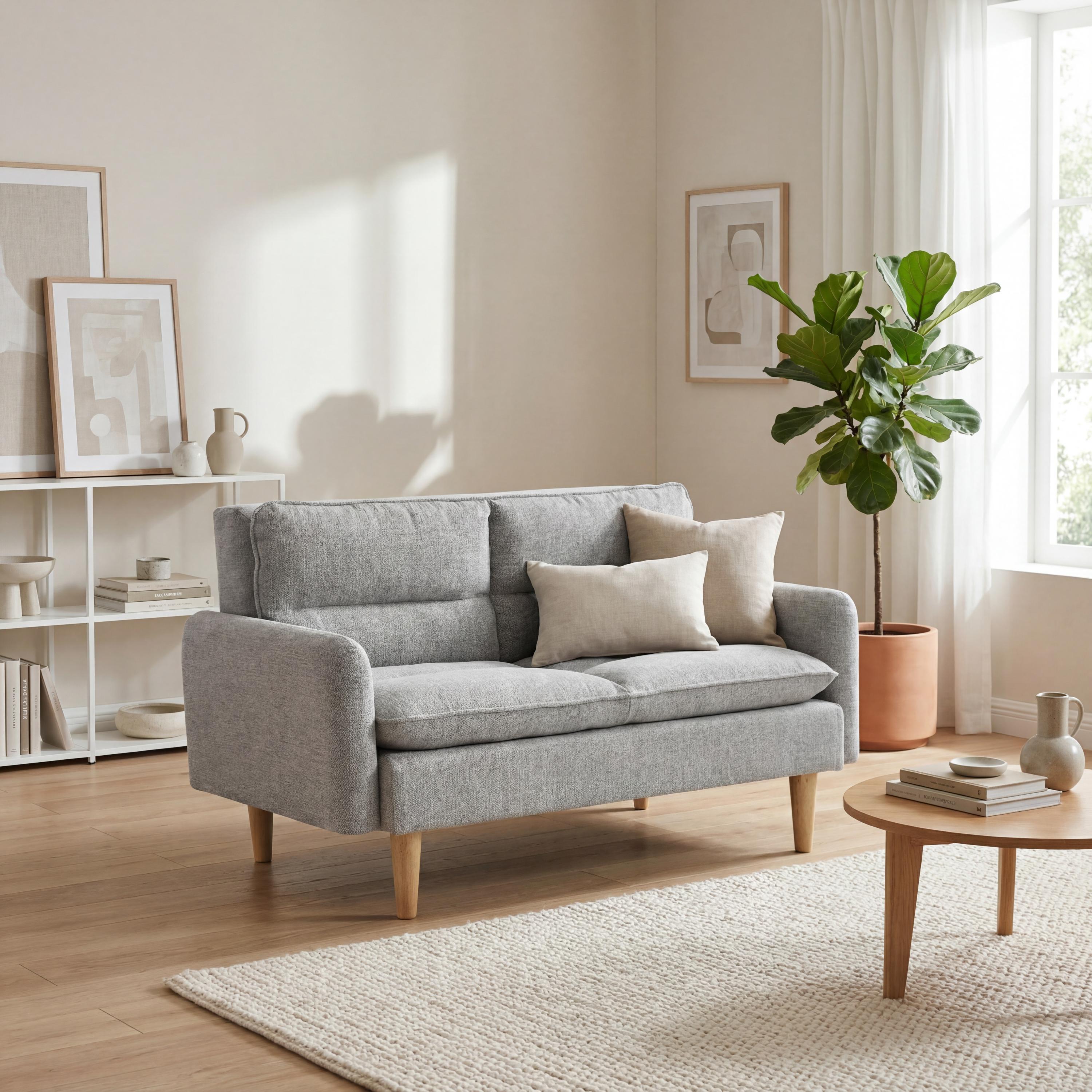 Cosy Rest Chenille Effect Light Grey 2 Seater Sofa