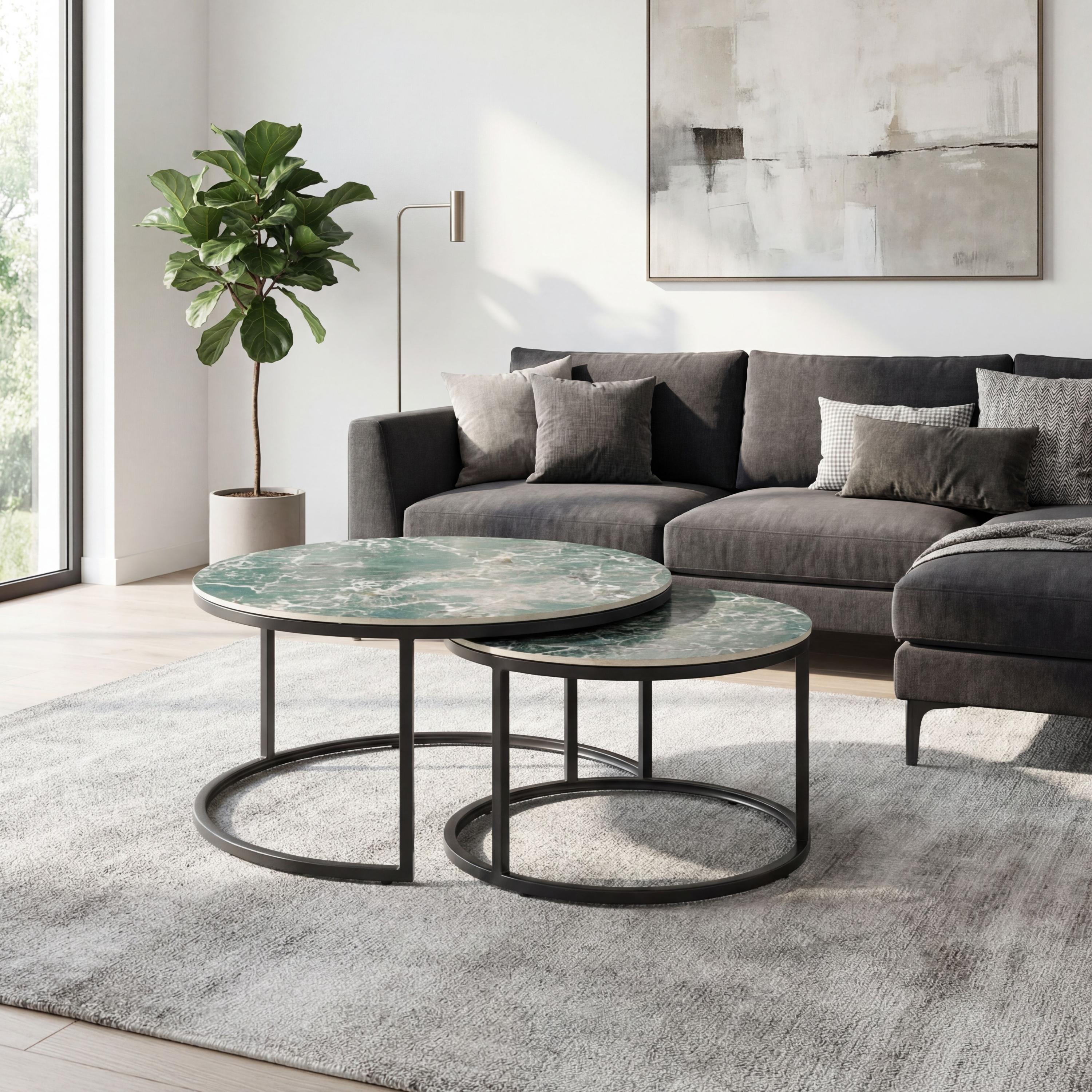 Delta Round Green Nest of Tables