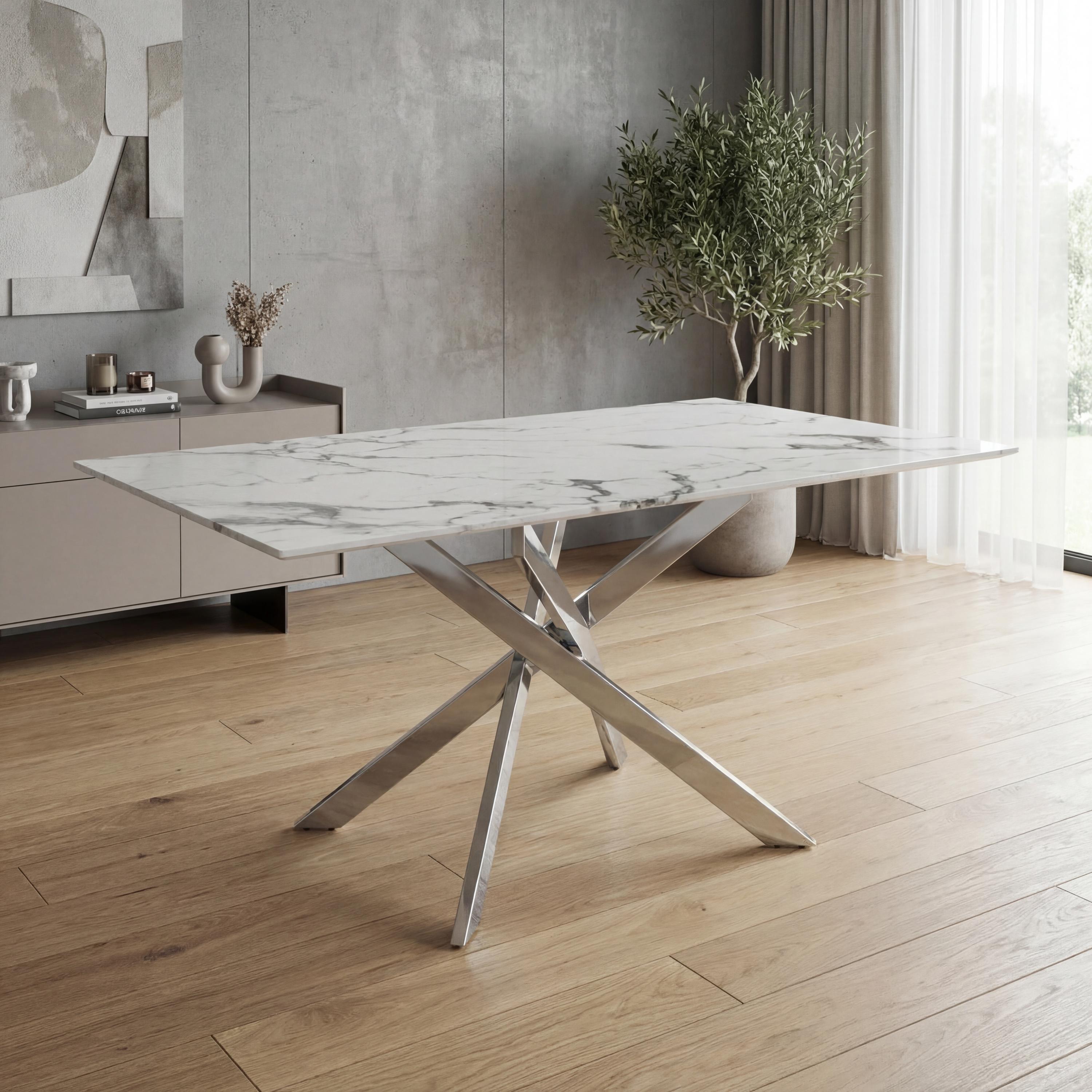 Astoria Medium 1.6m White/Chrome Dining Table
