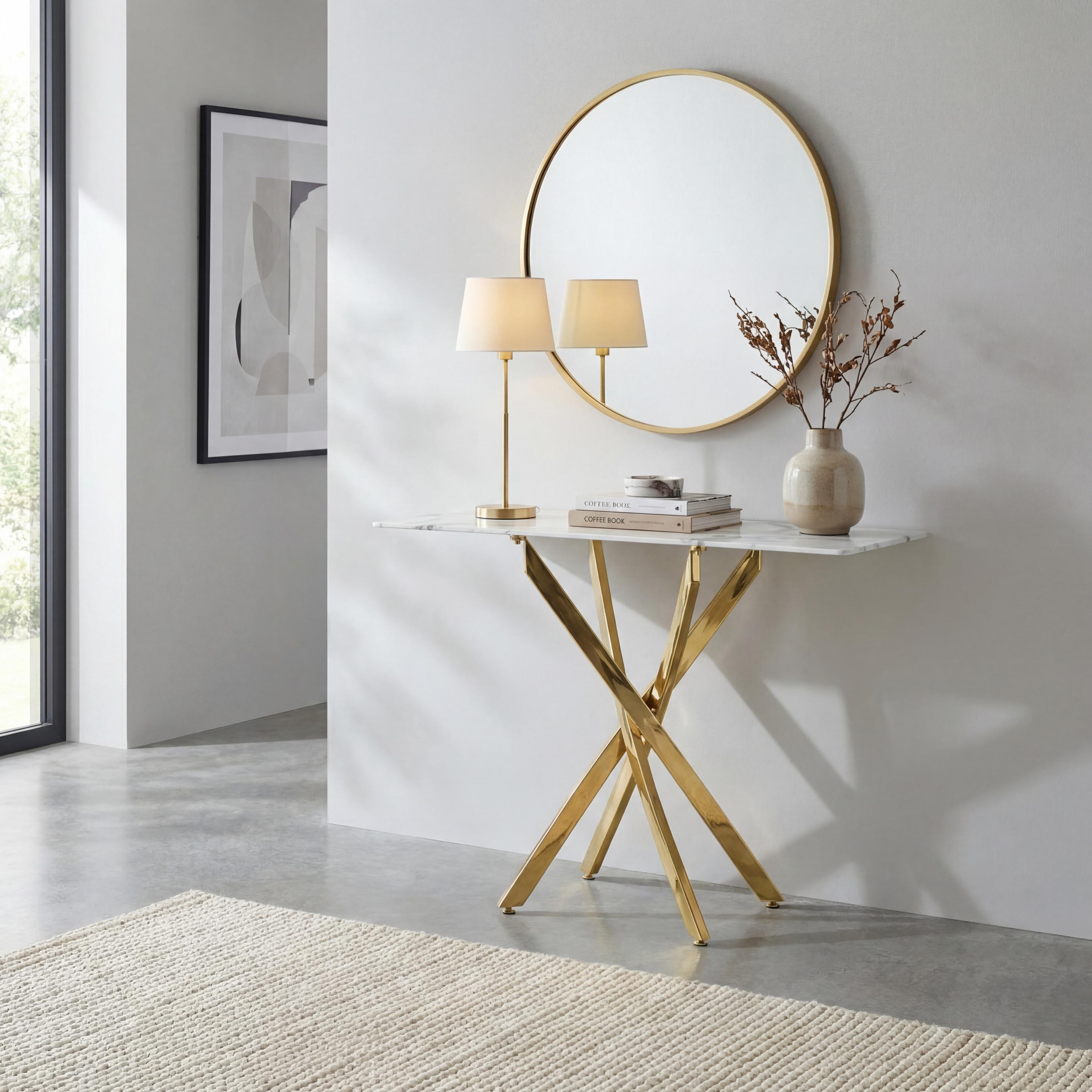 Astoria White/Gold Console Table