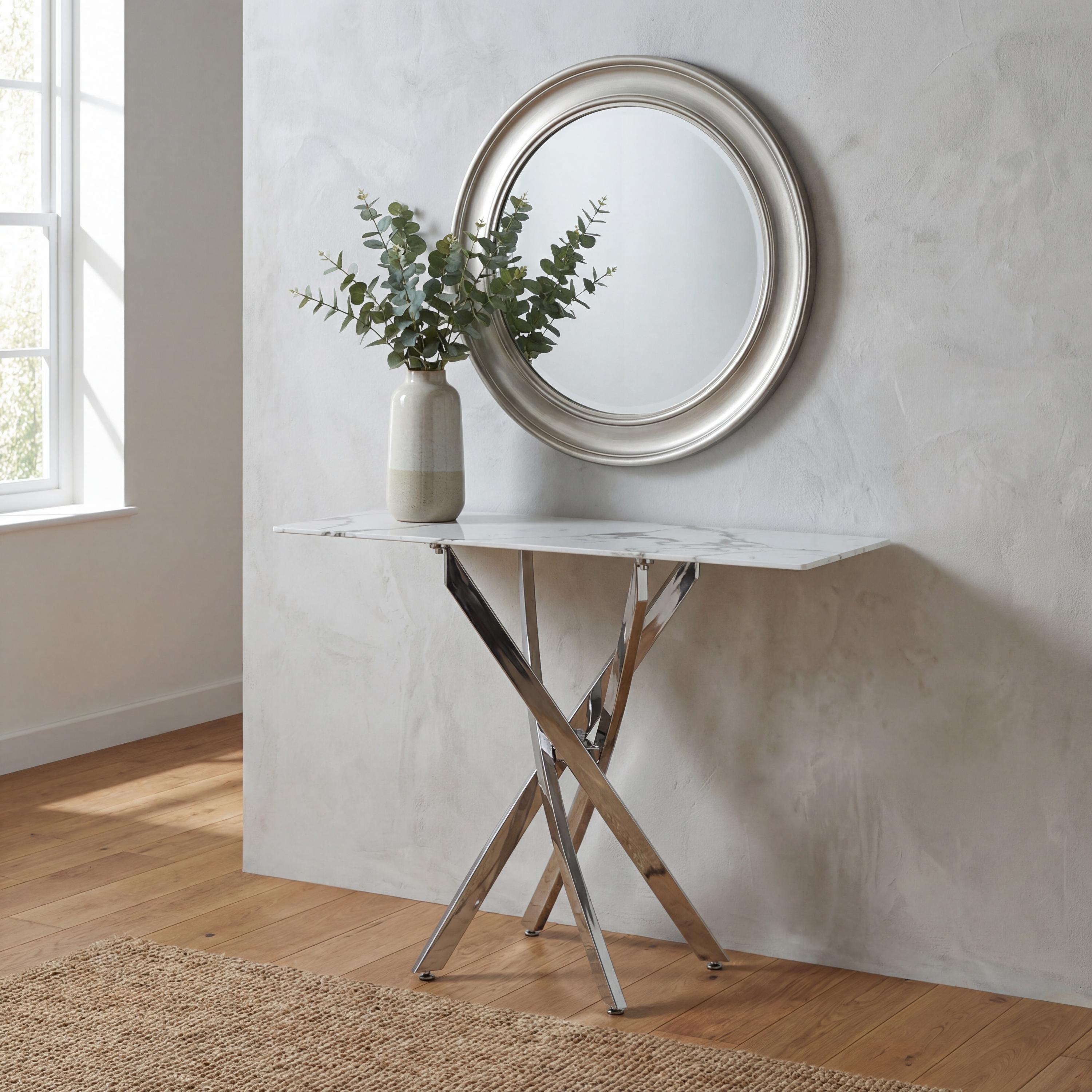 Astoria White/Chrome Console Table