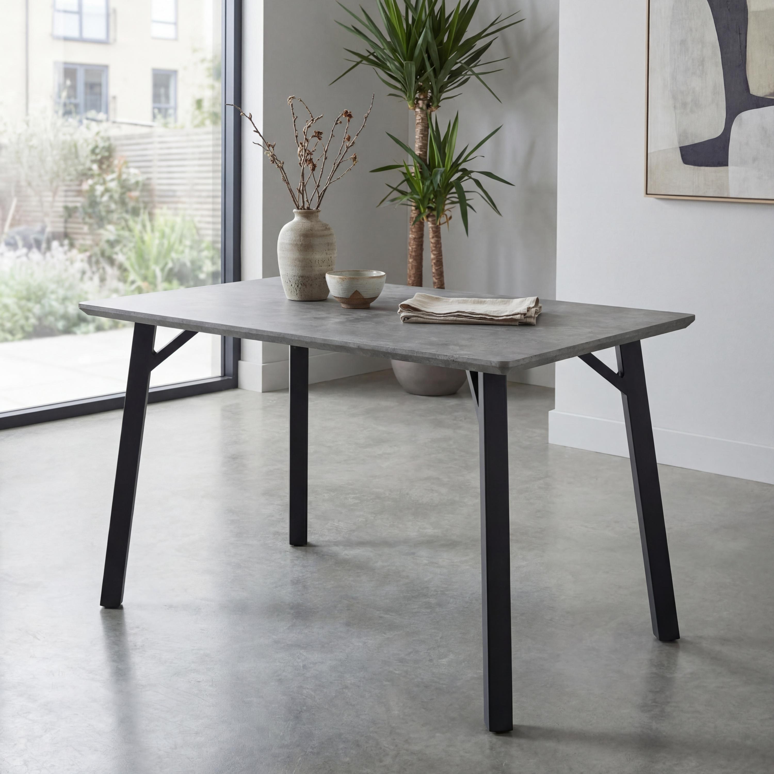 Loxdale 1.2m Grey Concrete Effect Dining Table