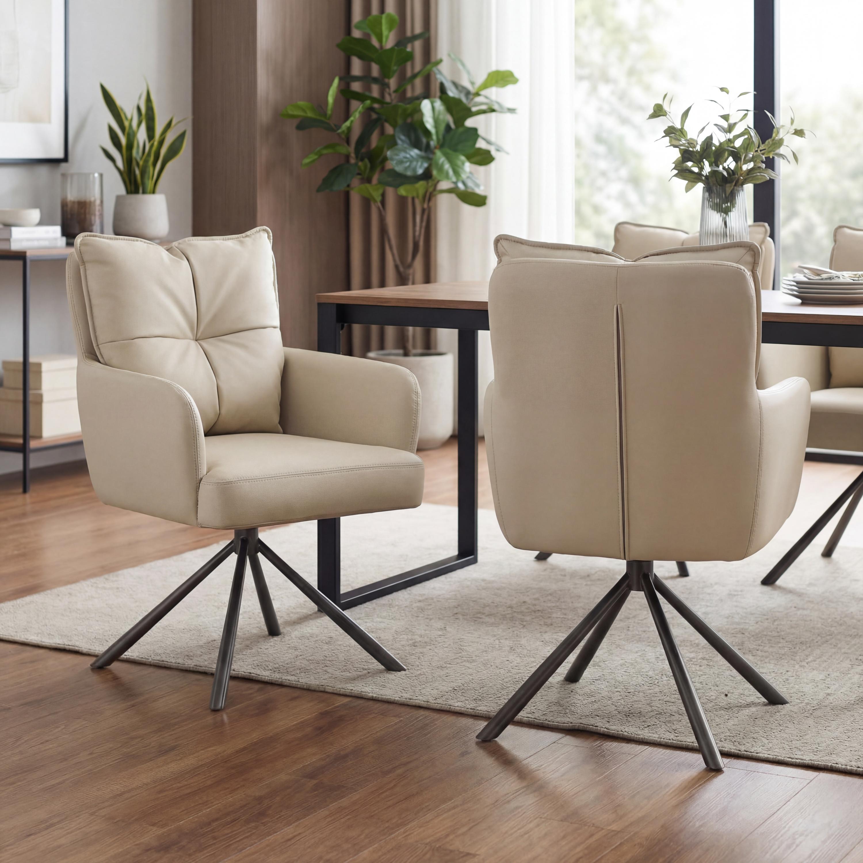 Luxe Leather Effect Taupe Dining Chair