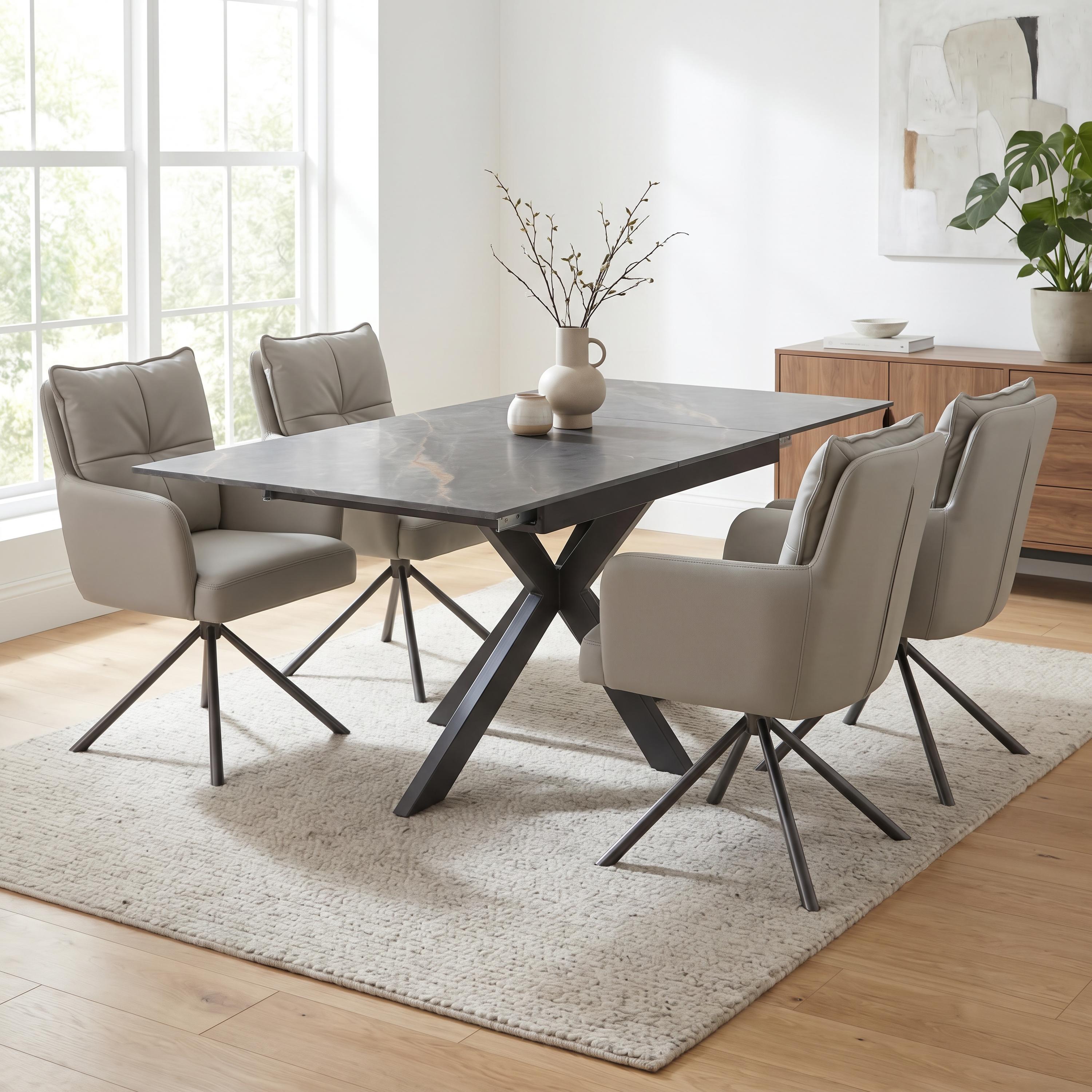 Tokyo Extender White & 4 Luxe Latte Dining Set