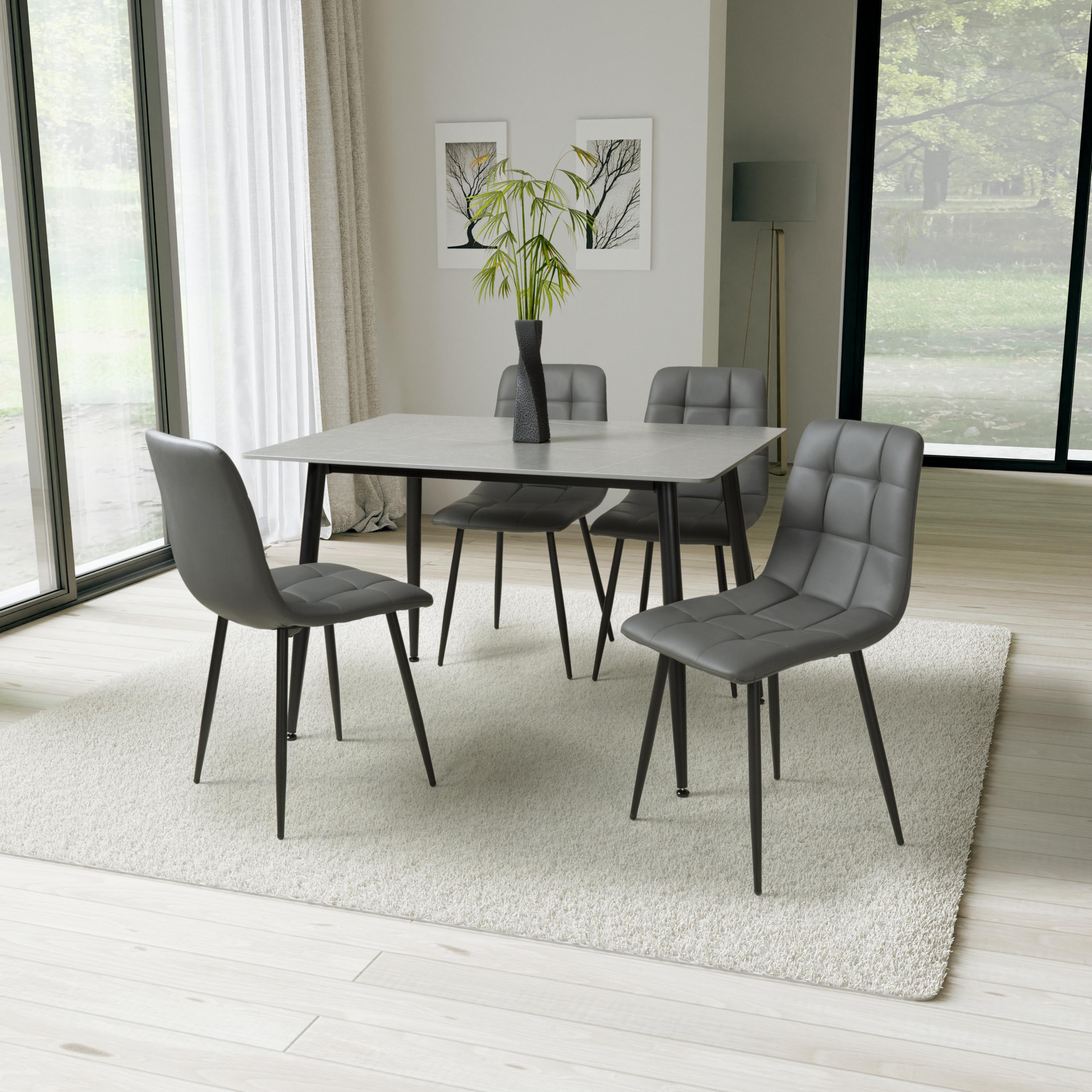 Monaco 1.2m Grey & 4 Madison Leather Effect Grey Dining Set