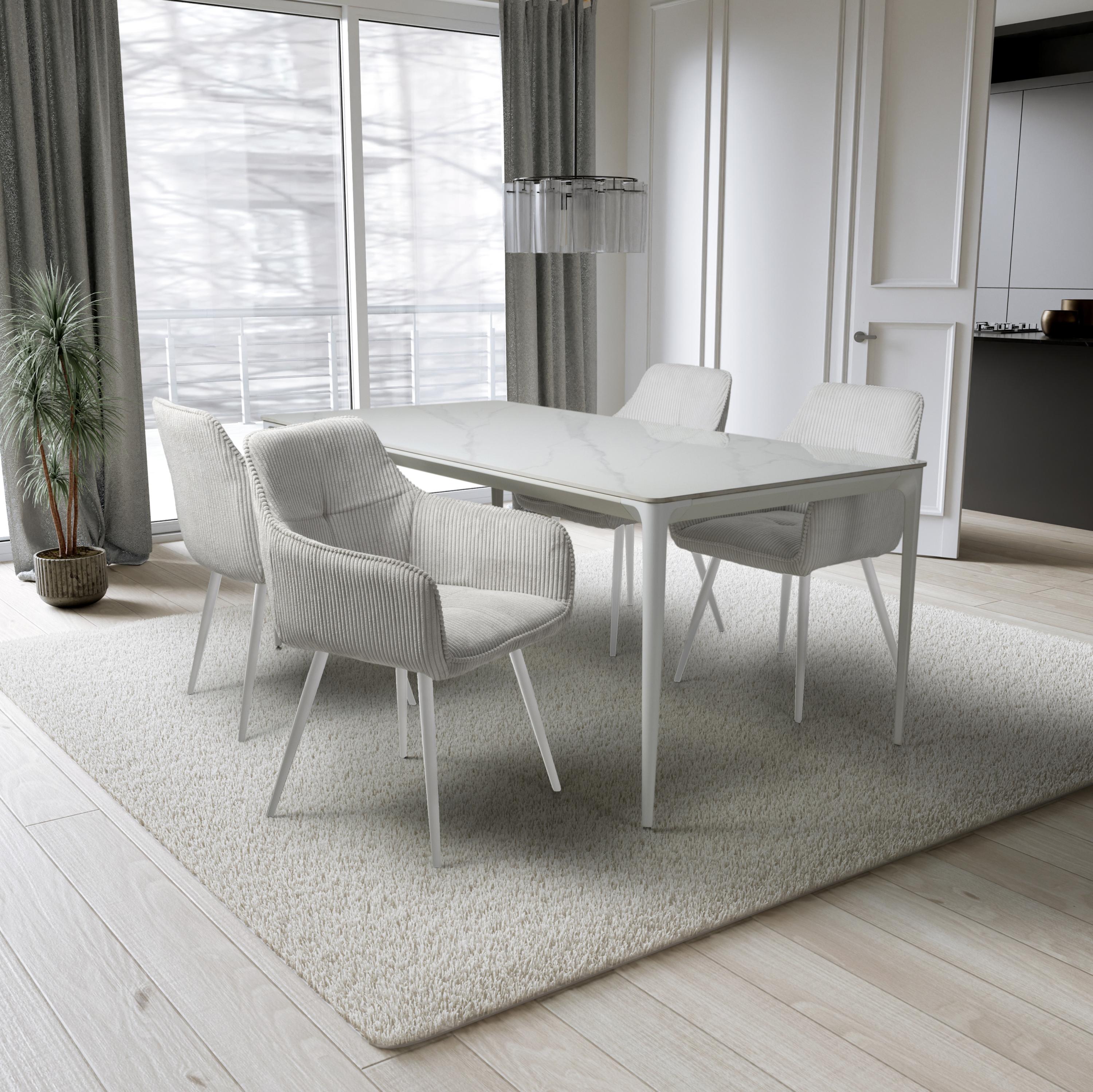 Montreal 1.8m & 4 Denver White Dining Set
