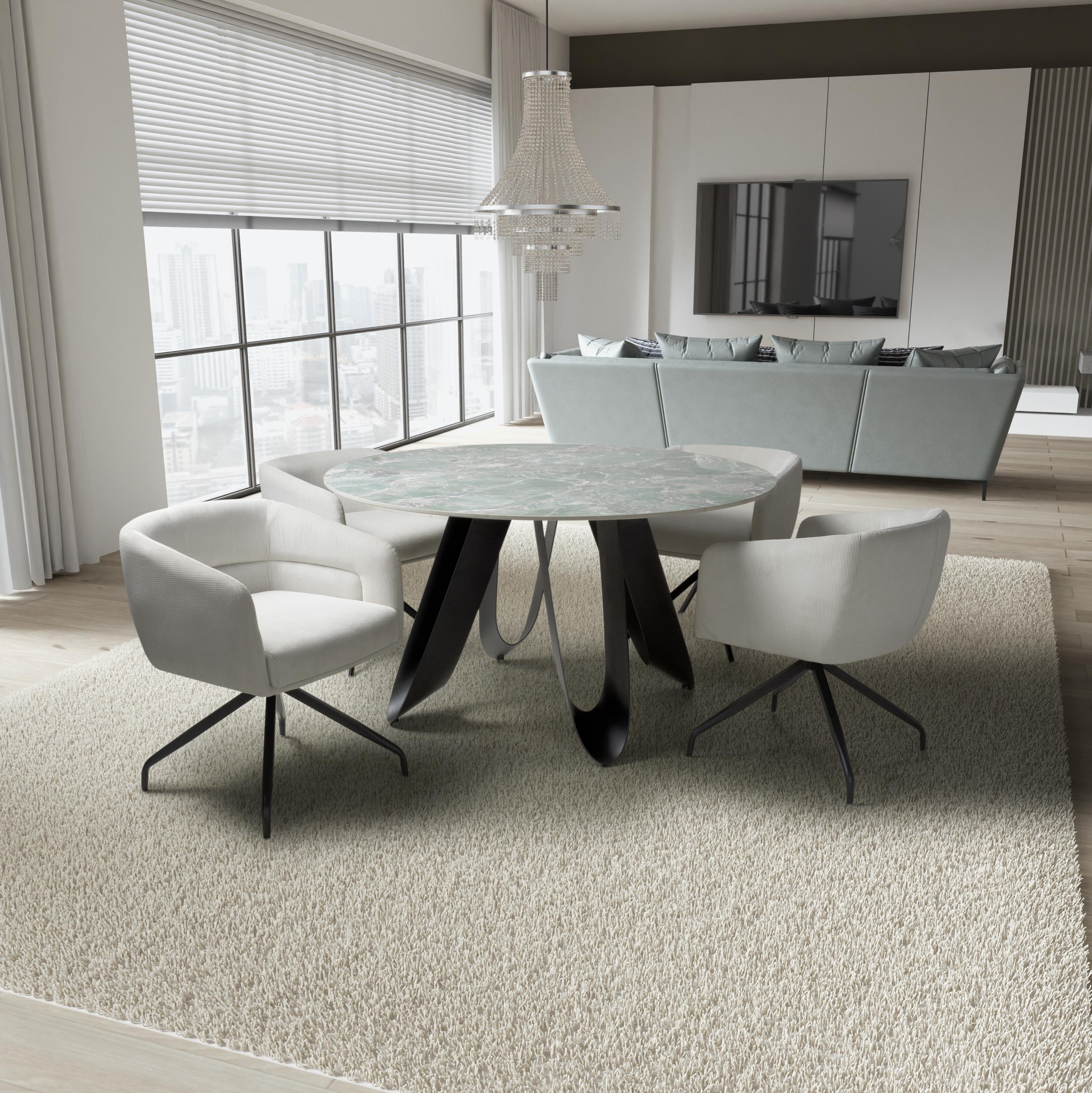 Osaka Round Green & 4 Artemis White Dining Set