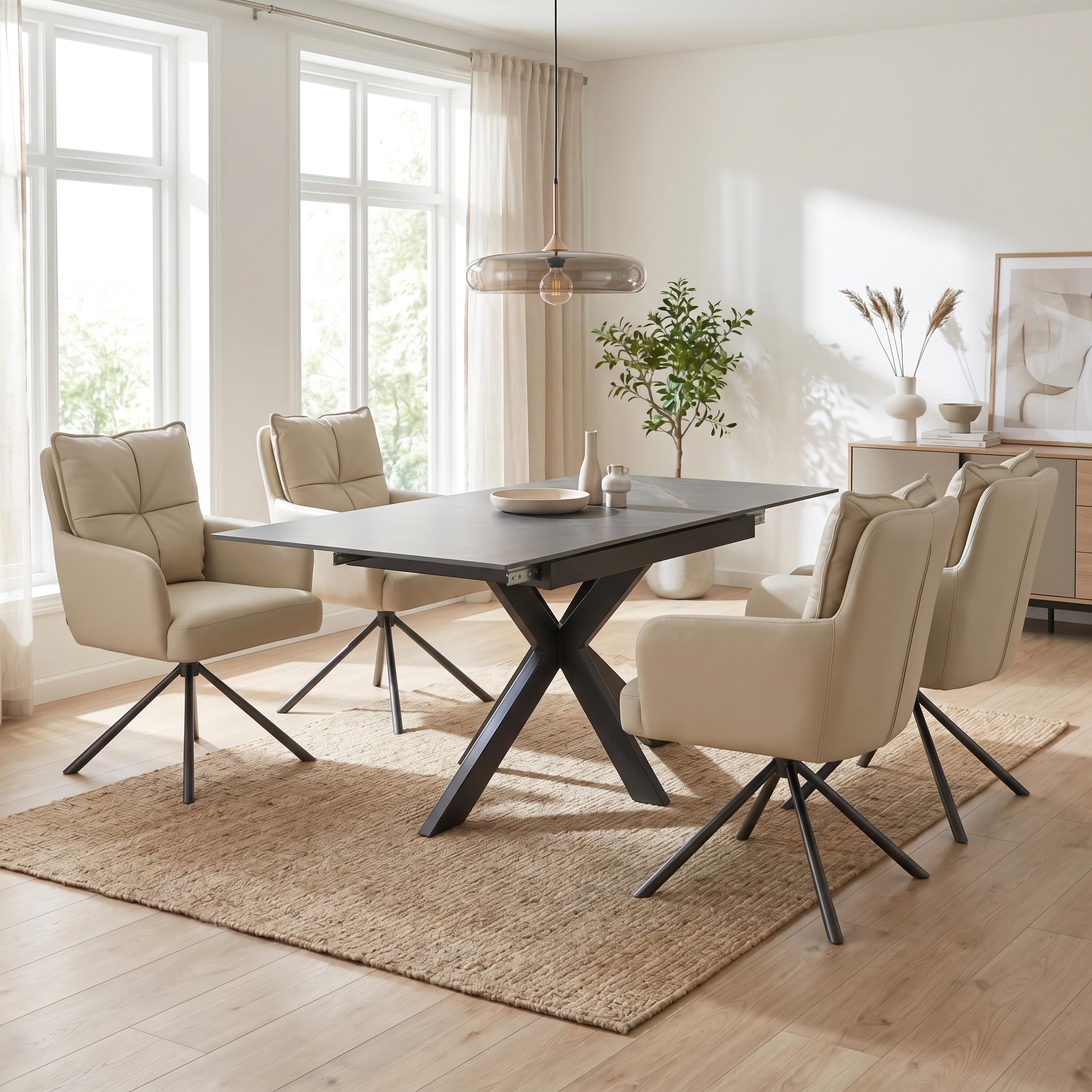 Tokyo Extender Grey & 4 Luxe Taupe Dining Set