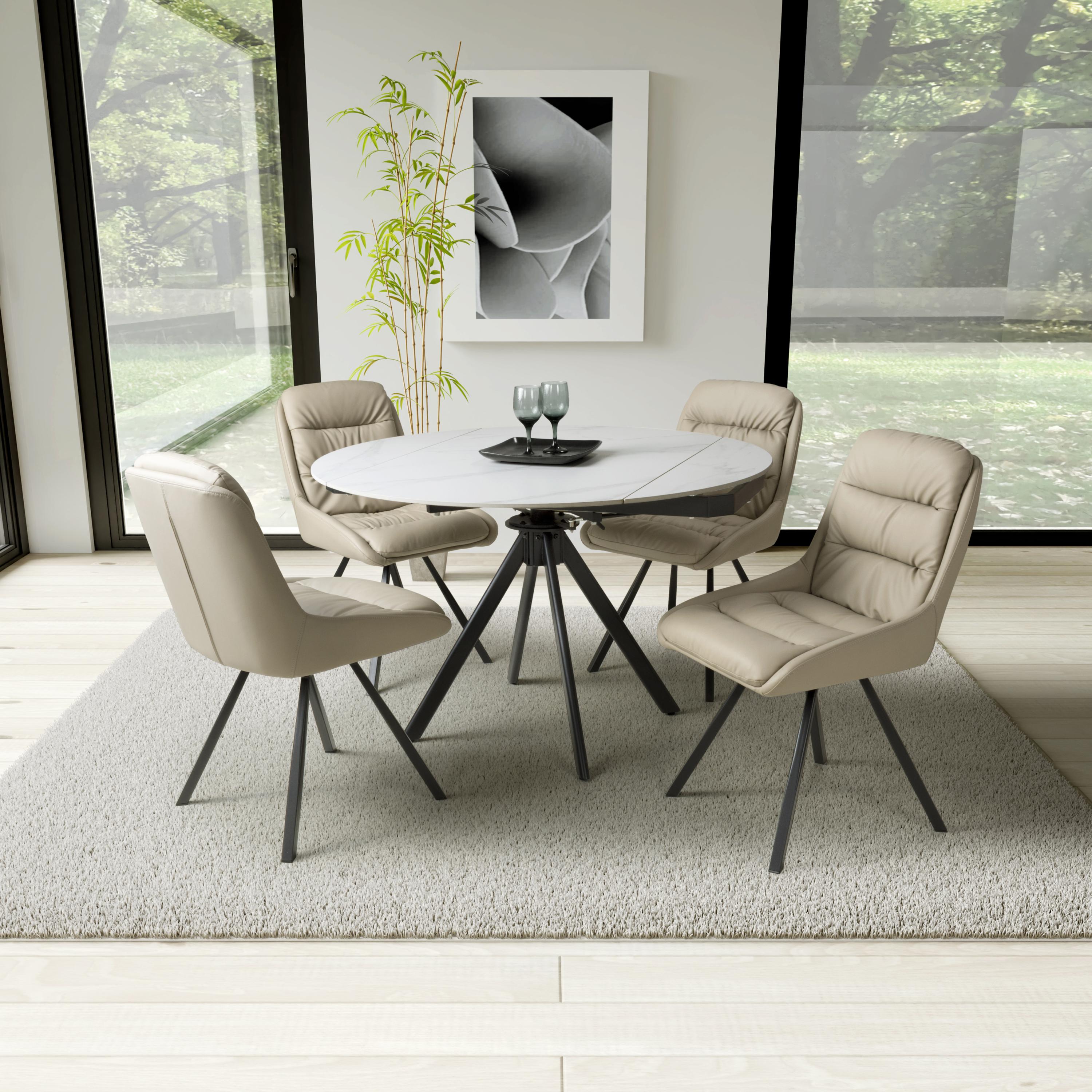 Rotana Round White & 4 Arnhem Mink Dining Set