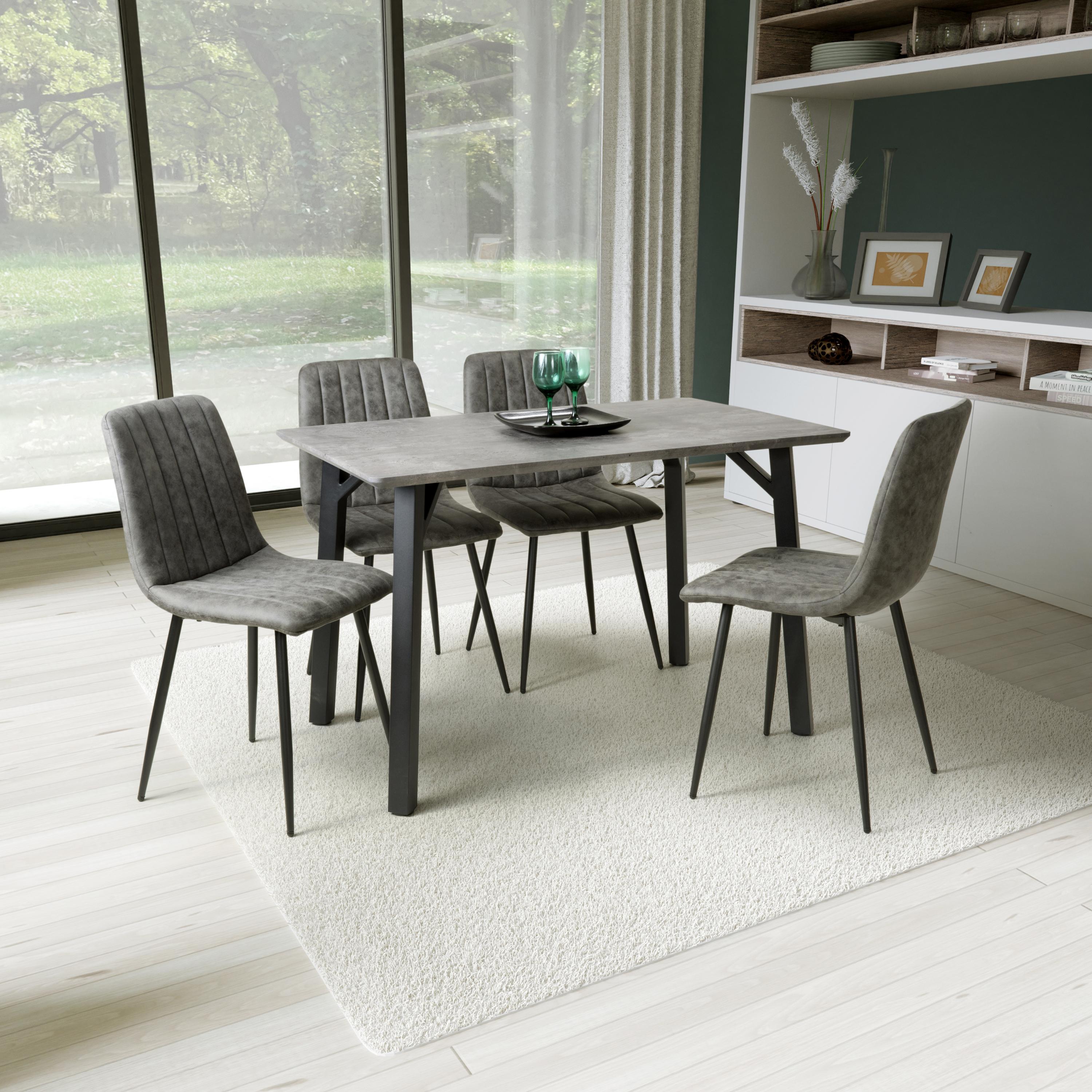 Loxdale 1.2m Grey & 4 Lisbon Microfibre Grey Dining Set